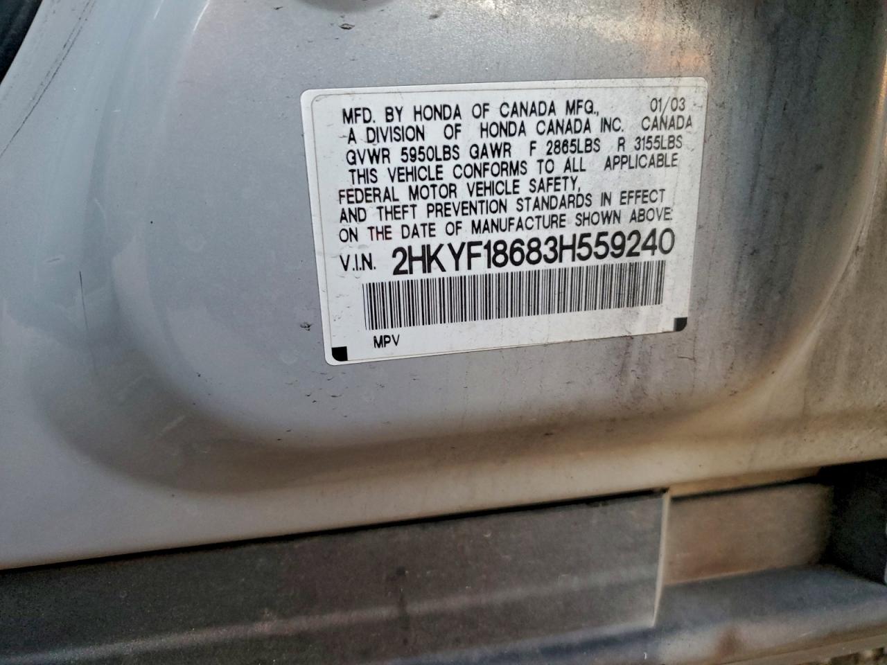 2003 HONDA PILOT EXL photo 13