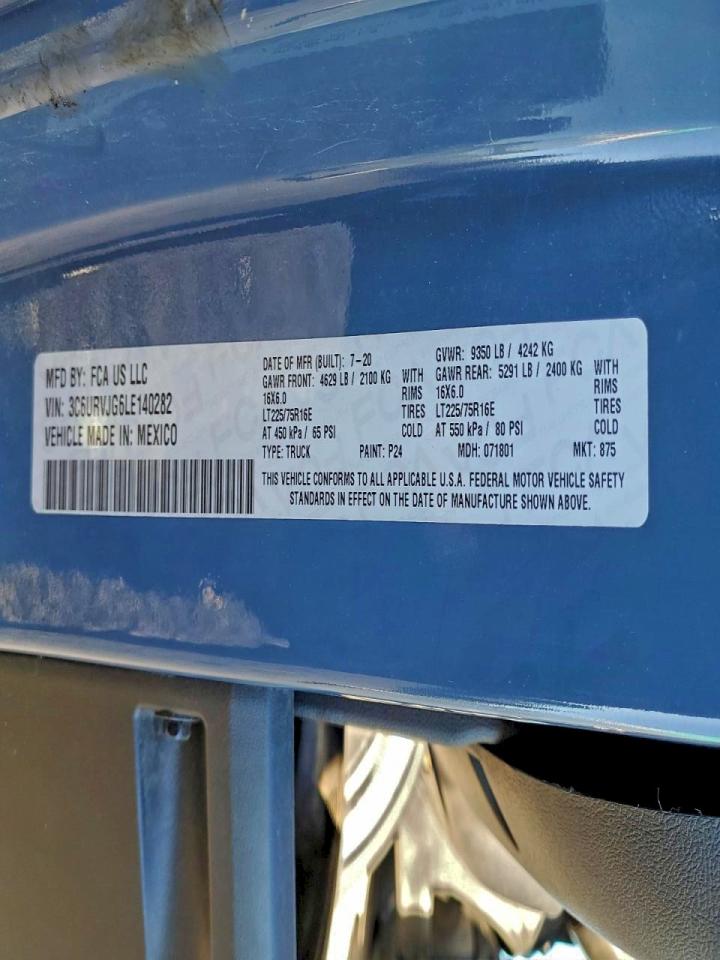 2020 RAM PROMASTER 3500 DELIVERY VAN photo 13