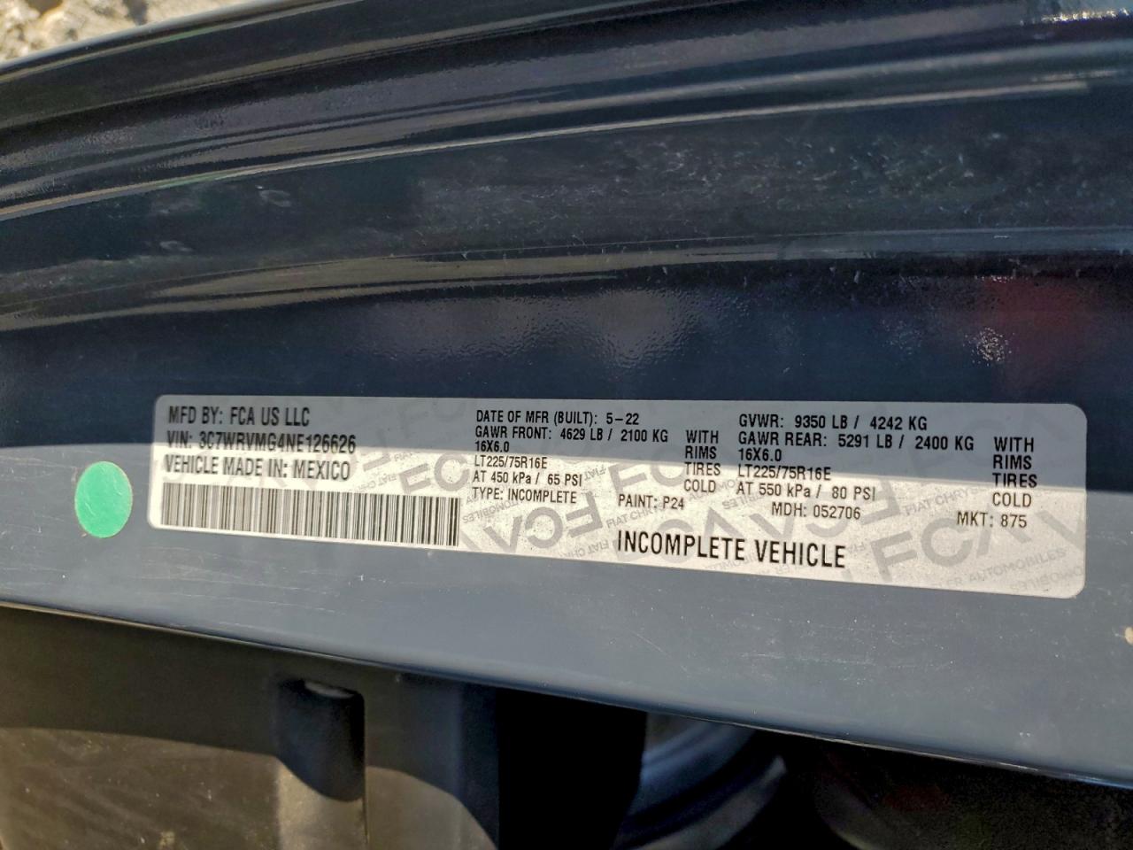 2022 RAM PROMASTER 3500 DELIVERY TRUCK photo 12