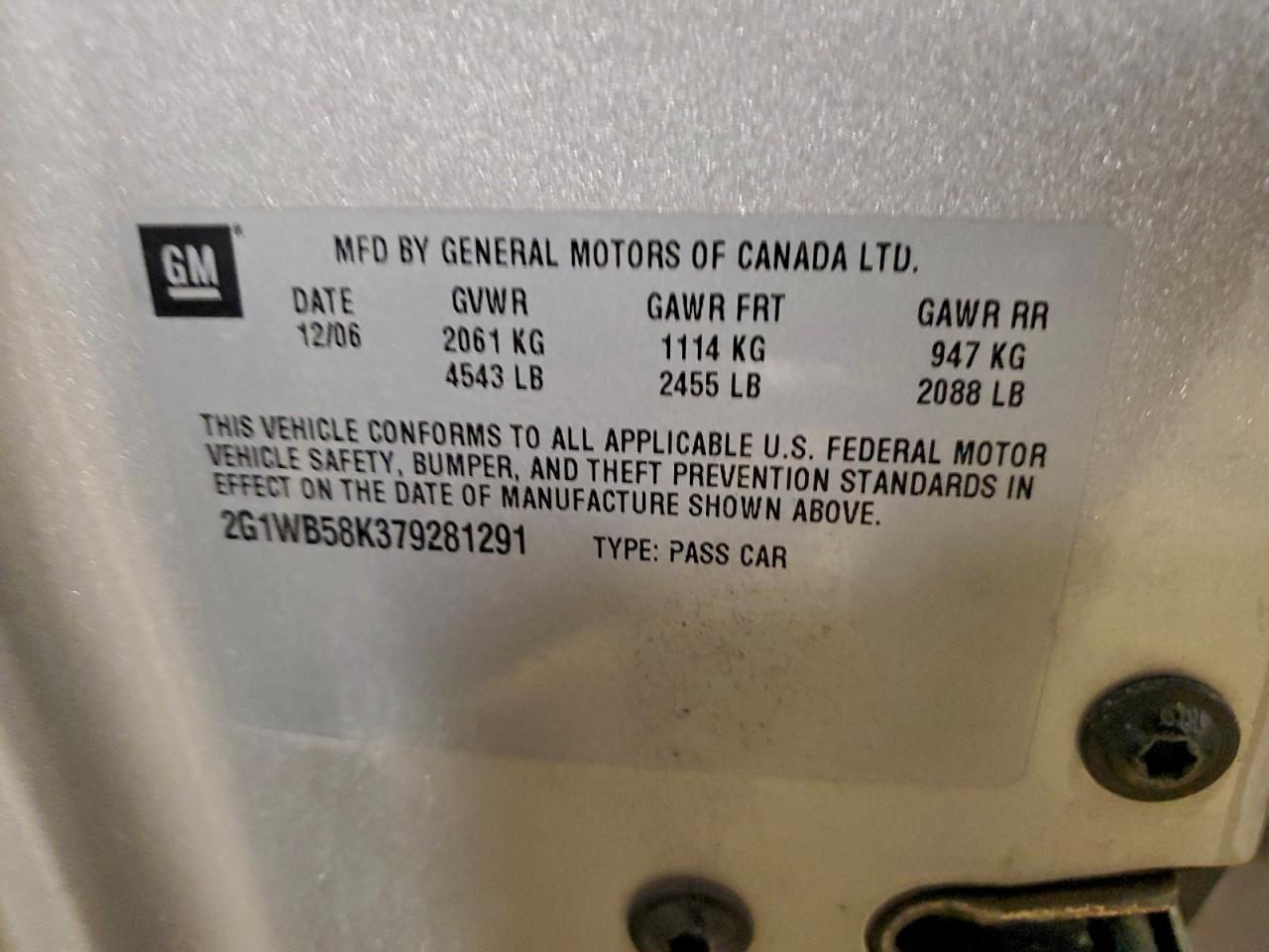 2007 CHEVROLET IMPALA LS photo 12