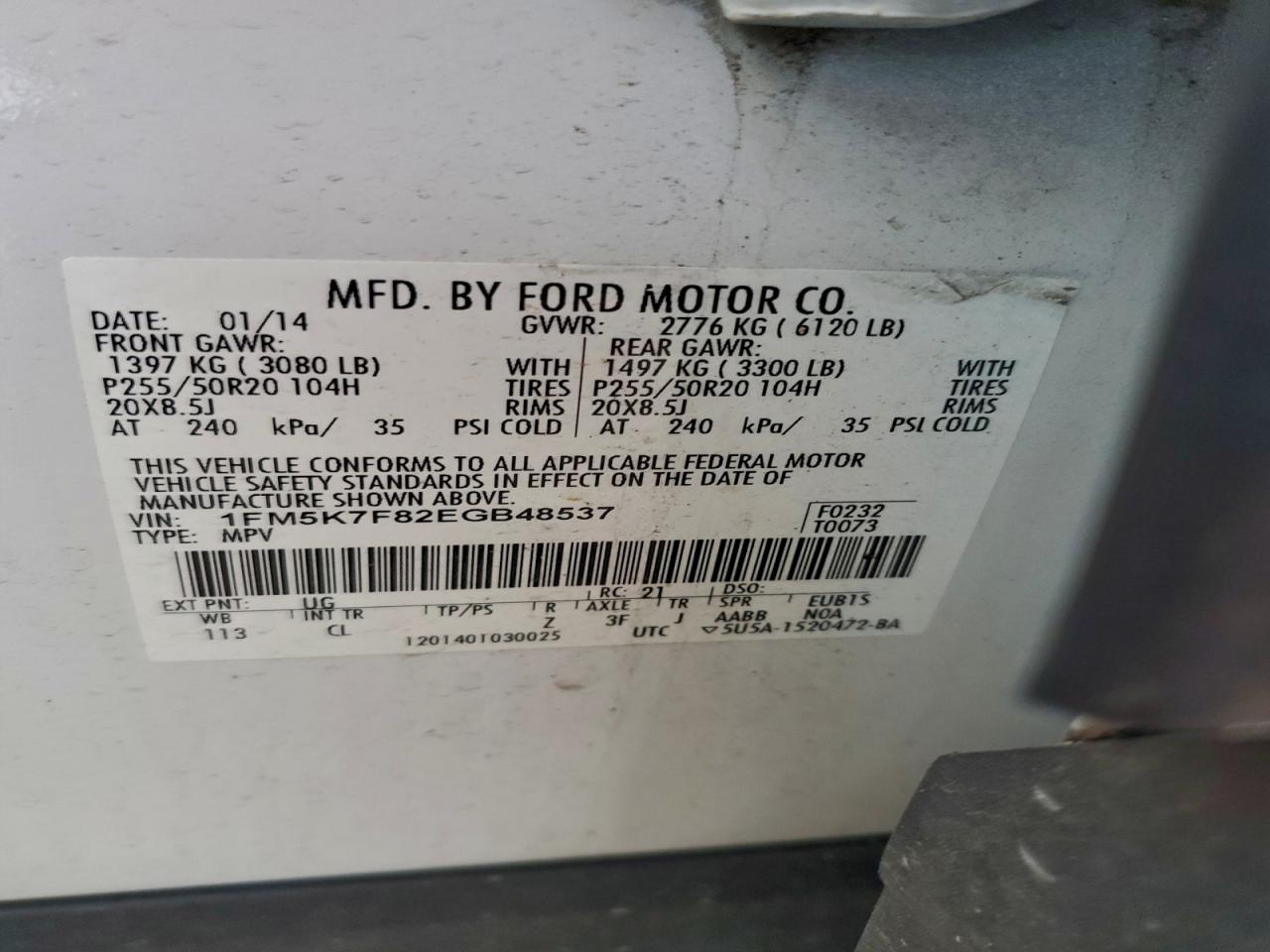 2014 FORD EXPLORER LIMITED photo 13