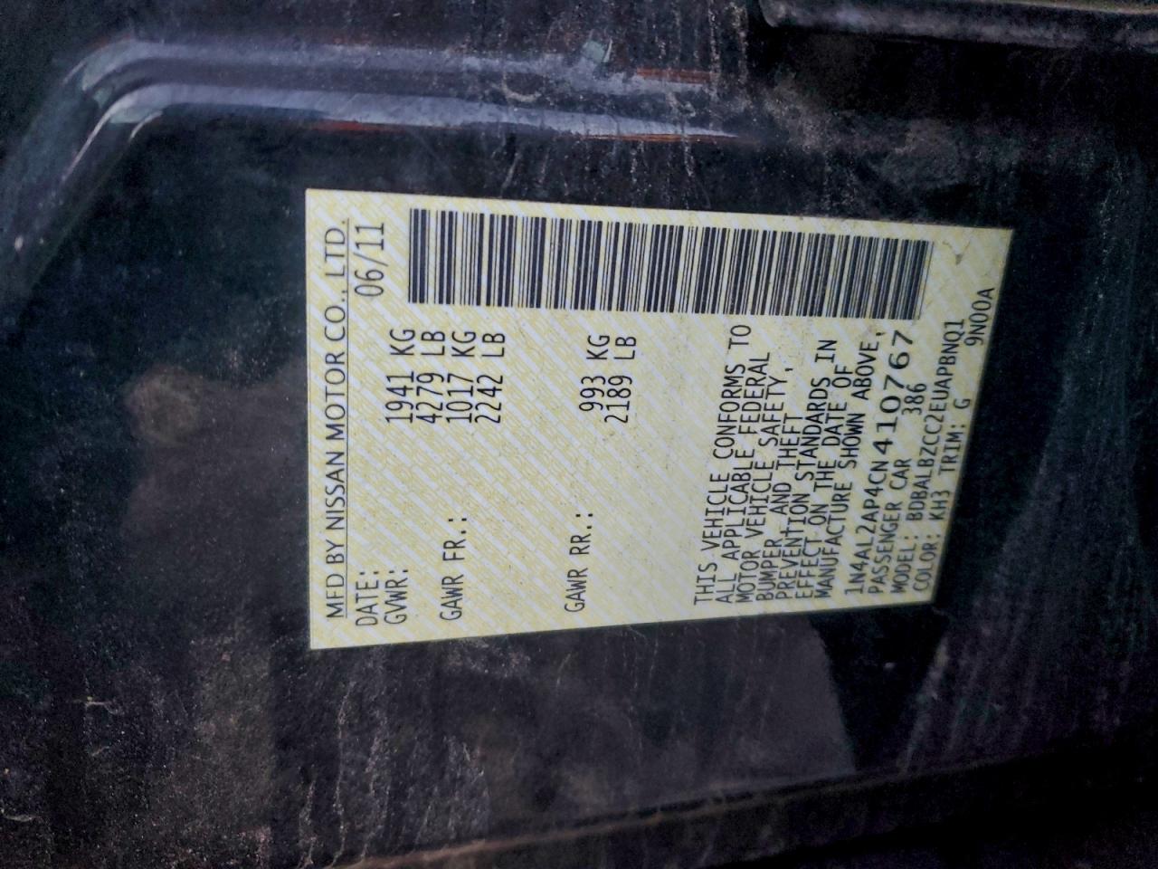 2012 NISSAN ALTIMA BASE photo 12