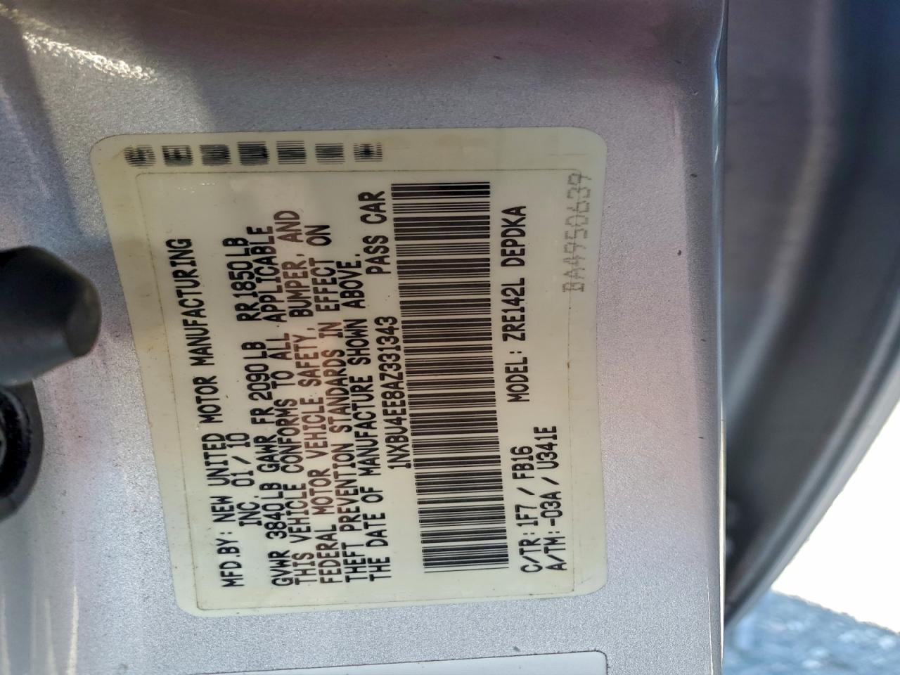 2010 TOYOTA COROLLA BASE photo 12