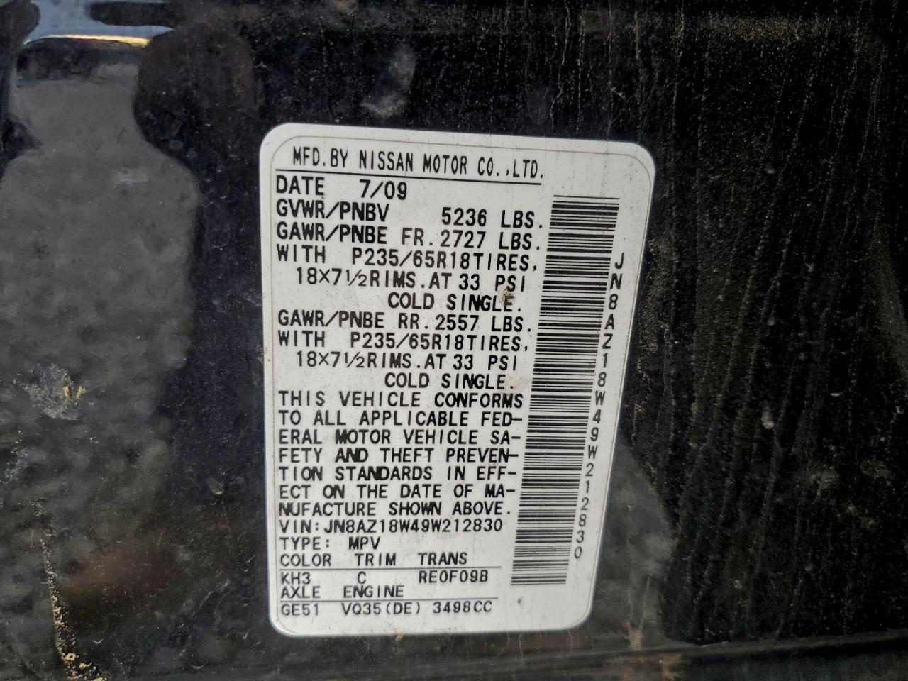 2009 NISSAN MURANO S photo 13