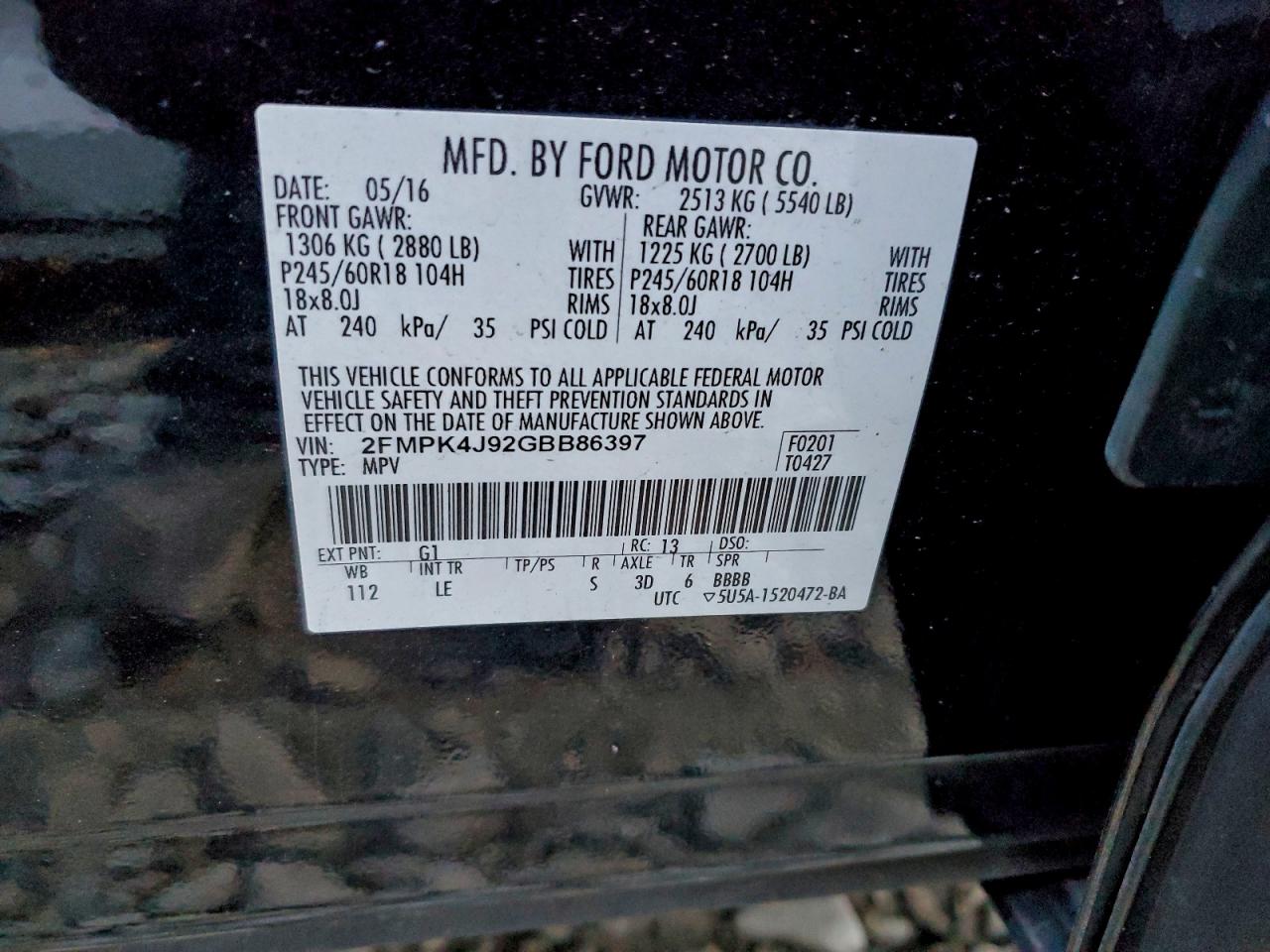 2016 FORD EDGE SEL photo 37