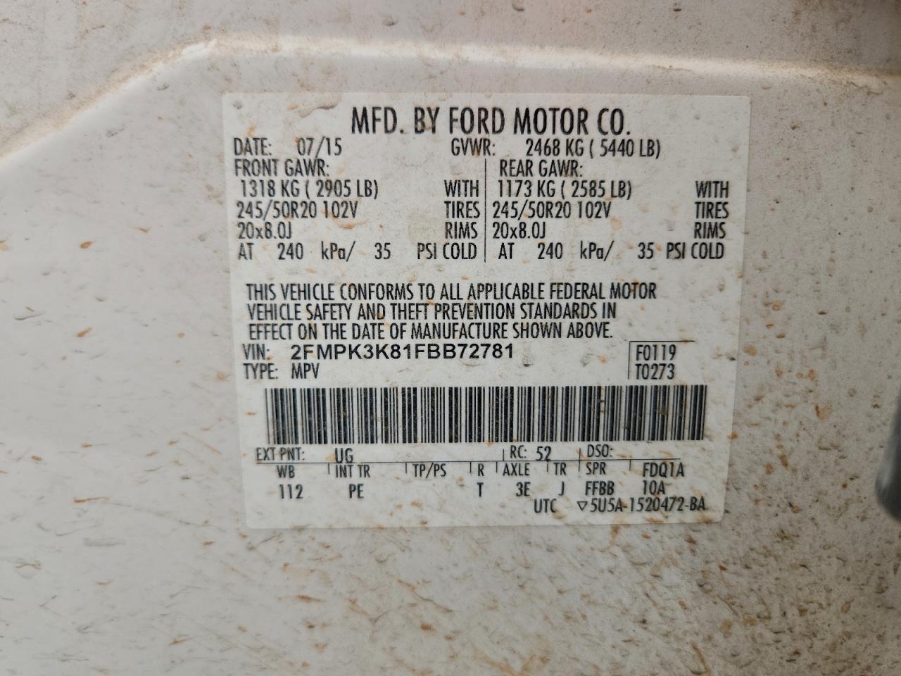 2015 FORD EDGE TITANIUM photo 37