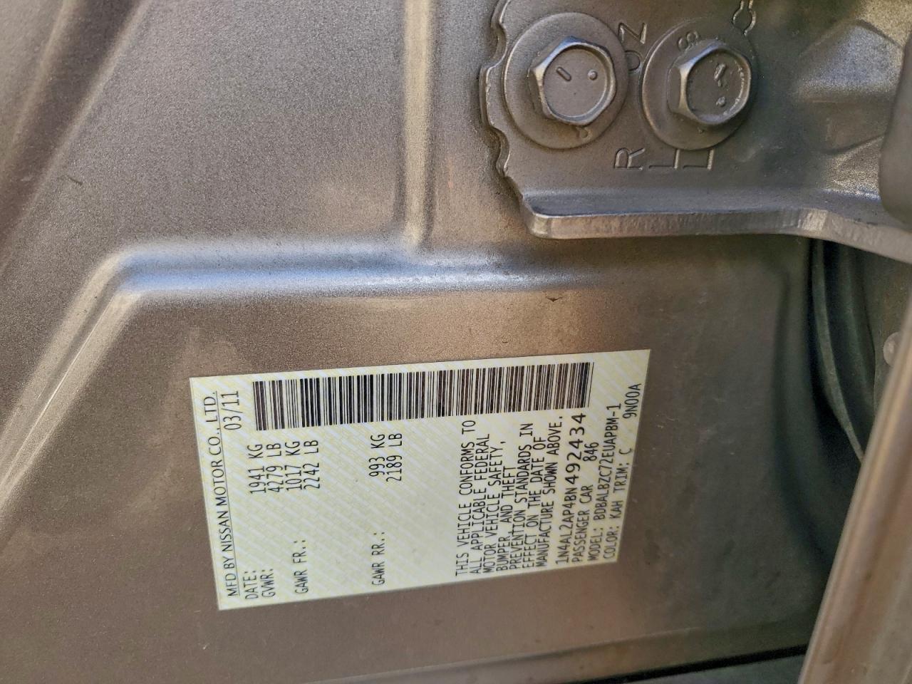 2011 NISSAN ALTIMA BASE photo 12