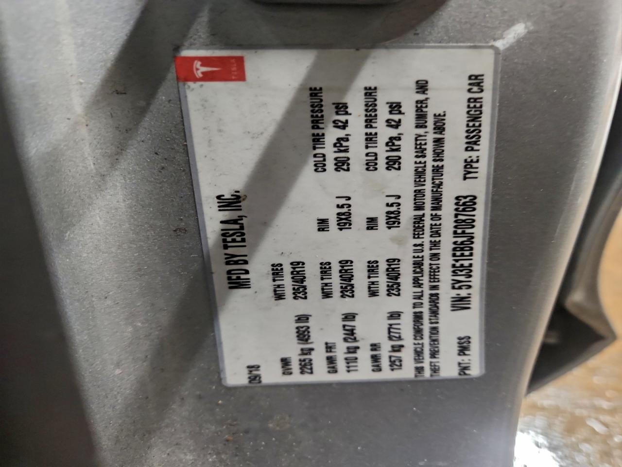 2018 TESLA MODEL 3 photo 12