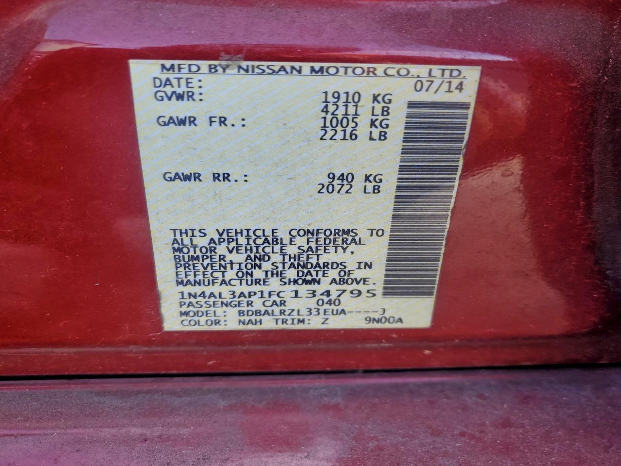 2015 NISSAN ALTIMA 2.5 photo 23
