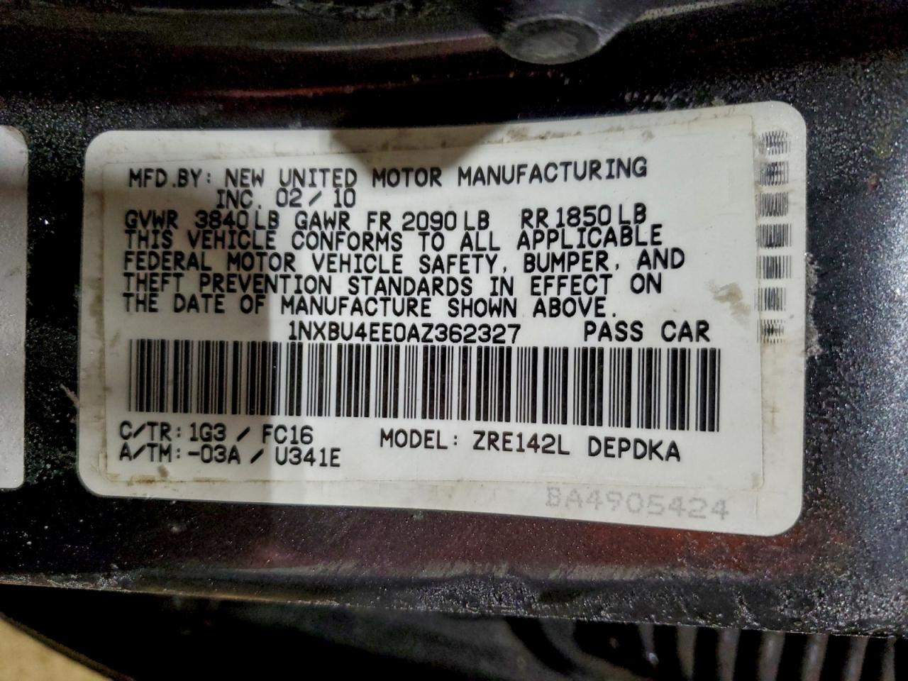 2010 TOYOTA COROLLA BASE photo 13