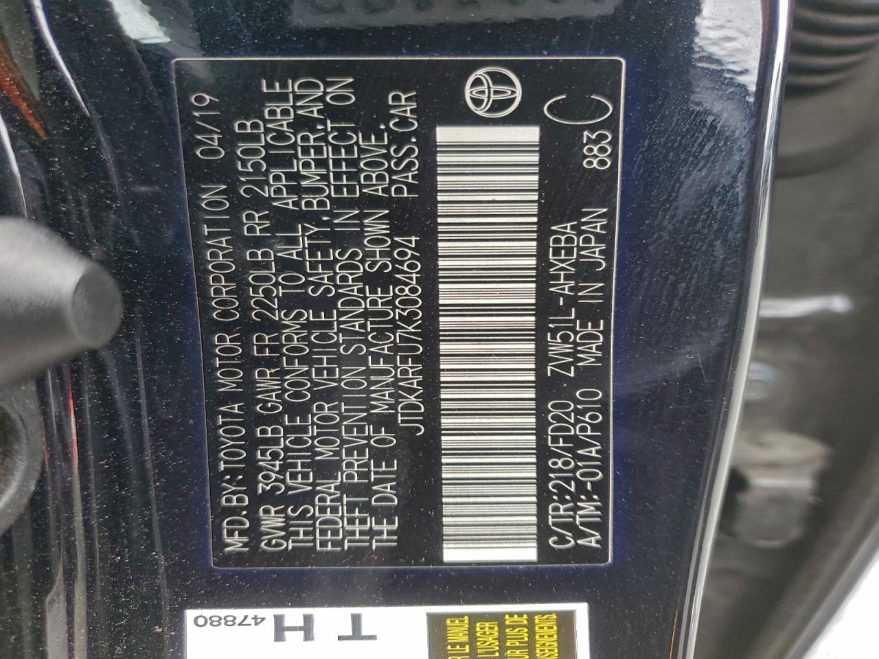 2019 TOYOTA PRIUS photo 13