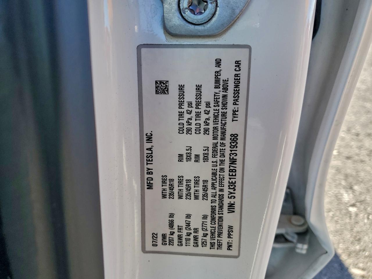 2022 TESLA MODEL 3 photo 12