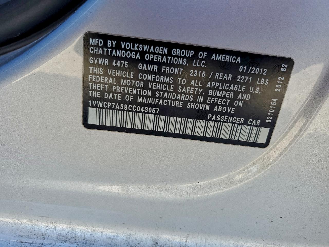 2012 VOLKSWAGEN PASSAT SEL photo 13
