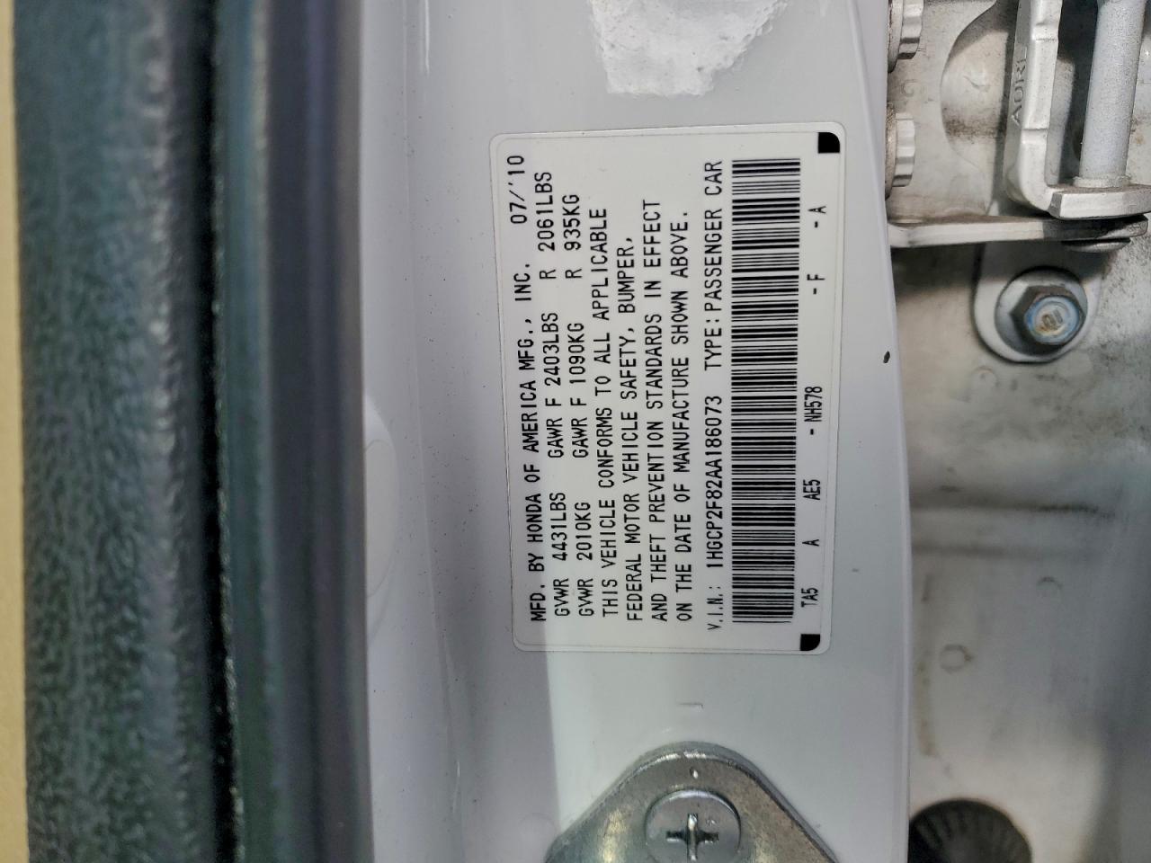 2010 HONDA ACCORD EXL photo 12