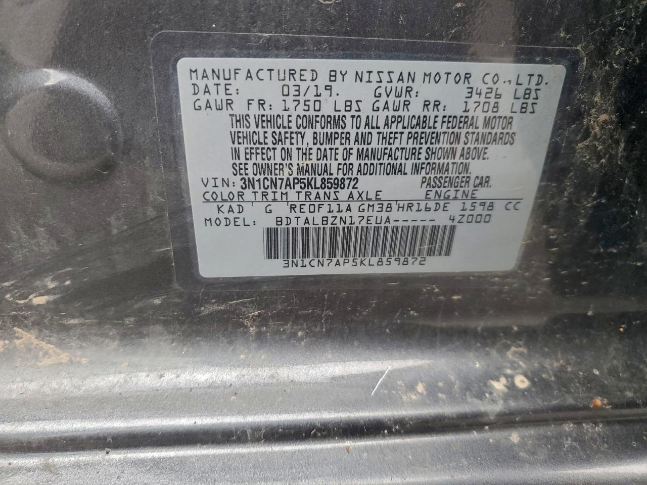 2019 NISSAN VERSA S photo 12