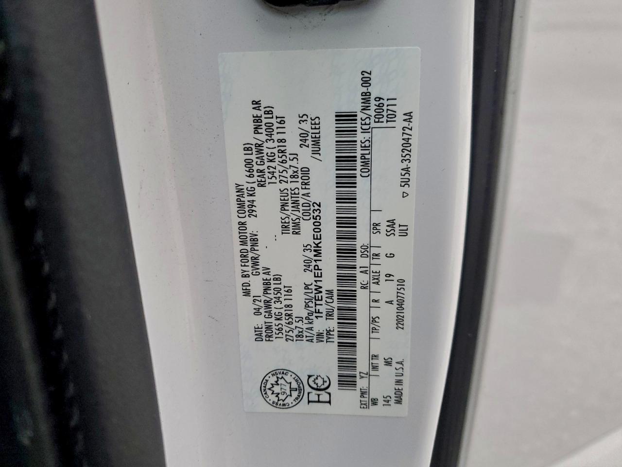 2021 FORD F150 SUPERCREW photo 12