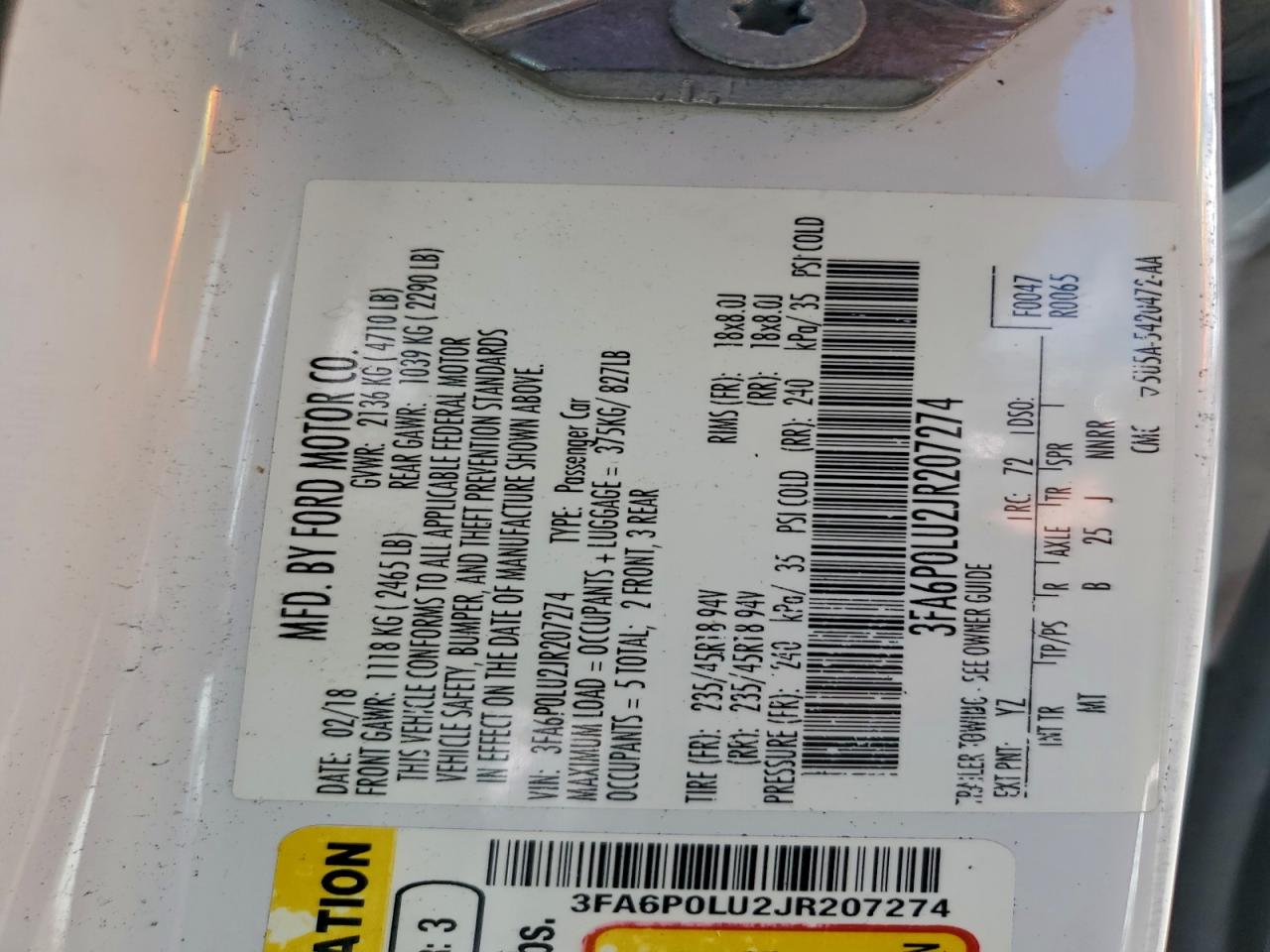 2018 FORD FUSION SE HYBRID photo 12