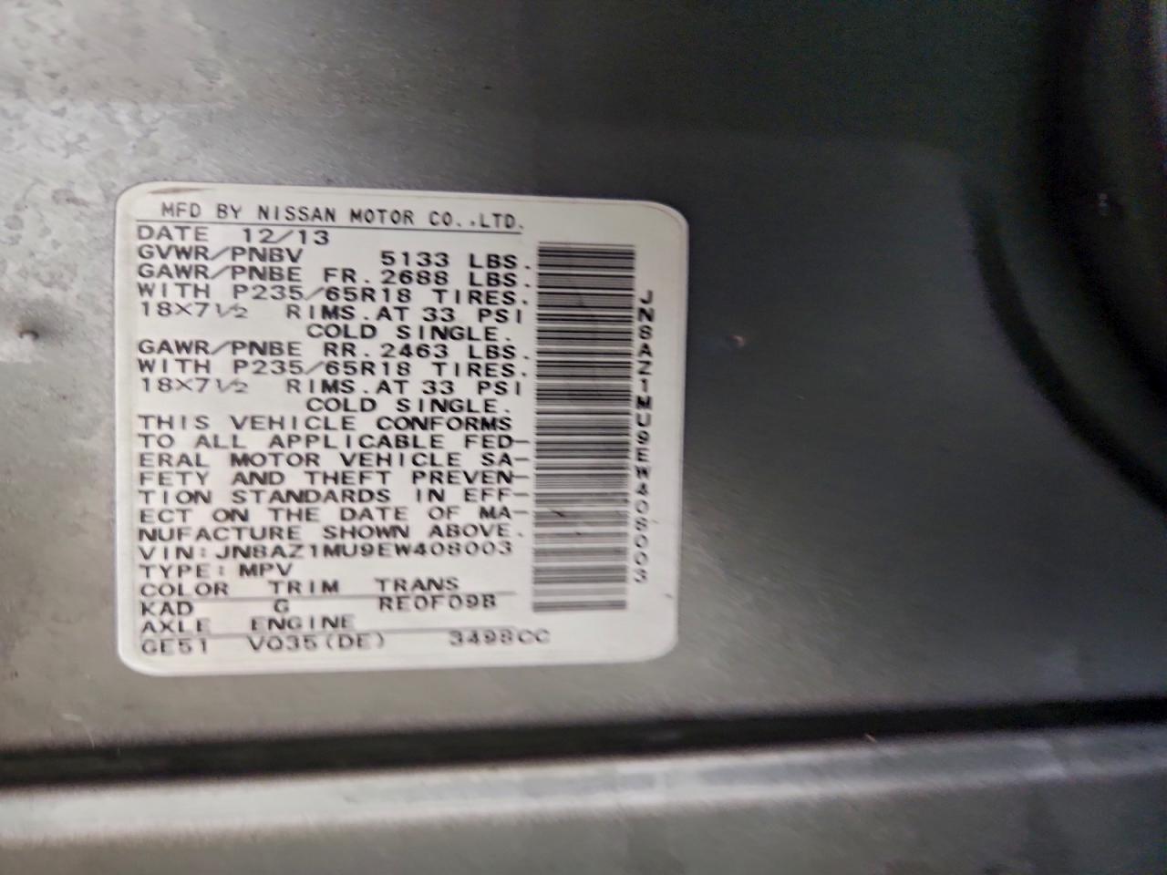 2014 NISSAN MURANO S photo 14