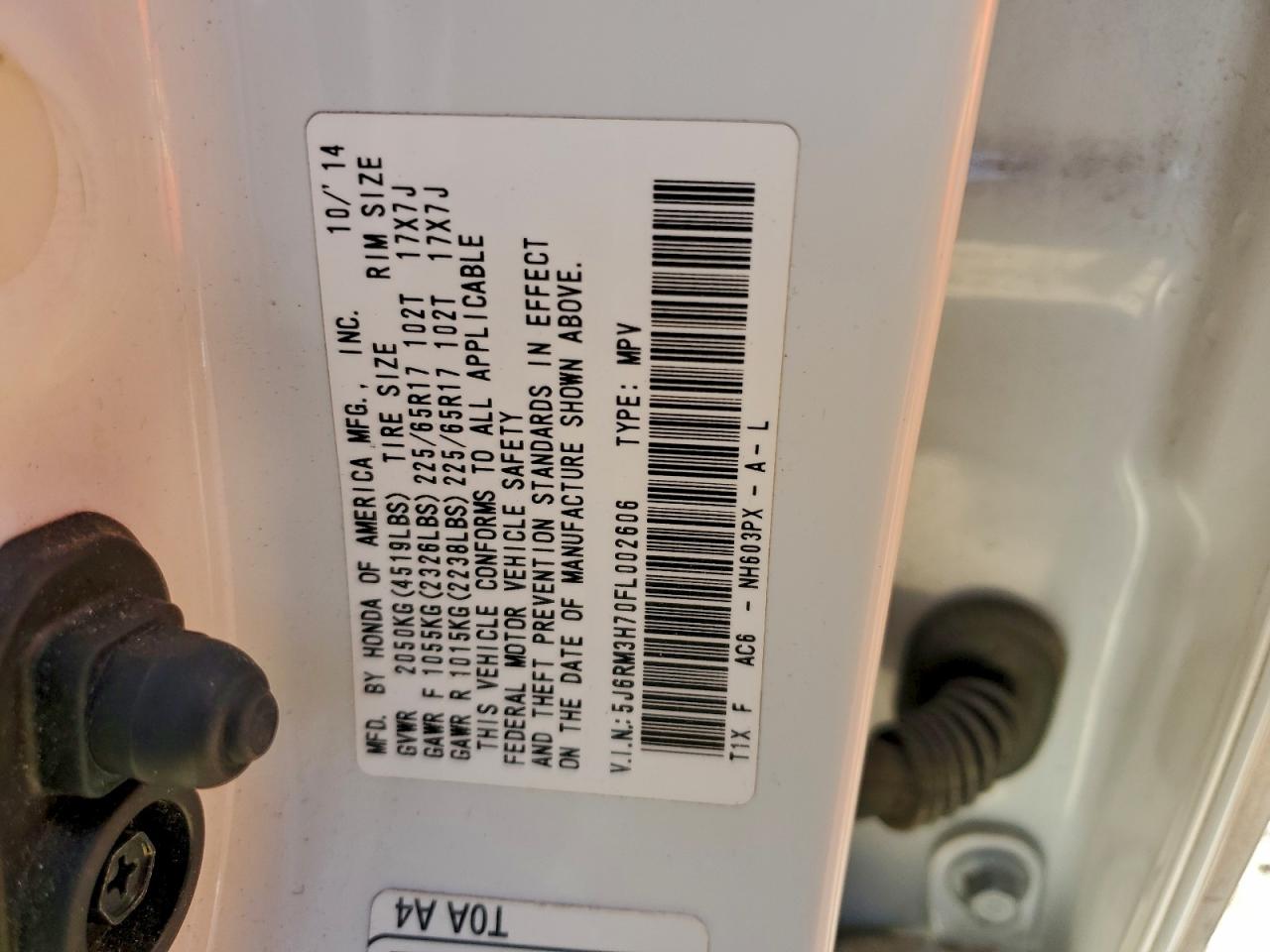 2015 HONDA CR-V EXL photo 12