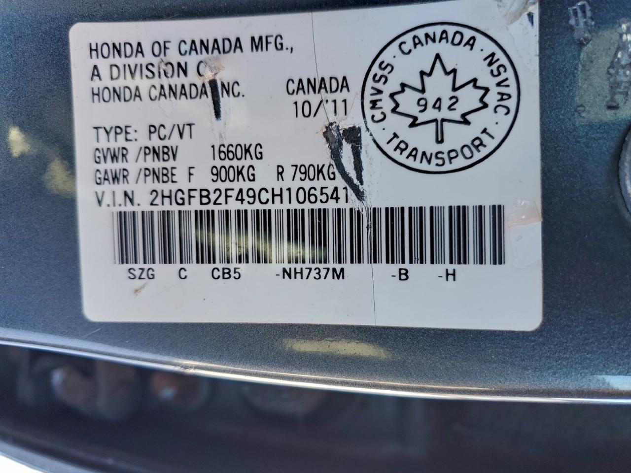 2012 HONDA CIVIC LX photo 23