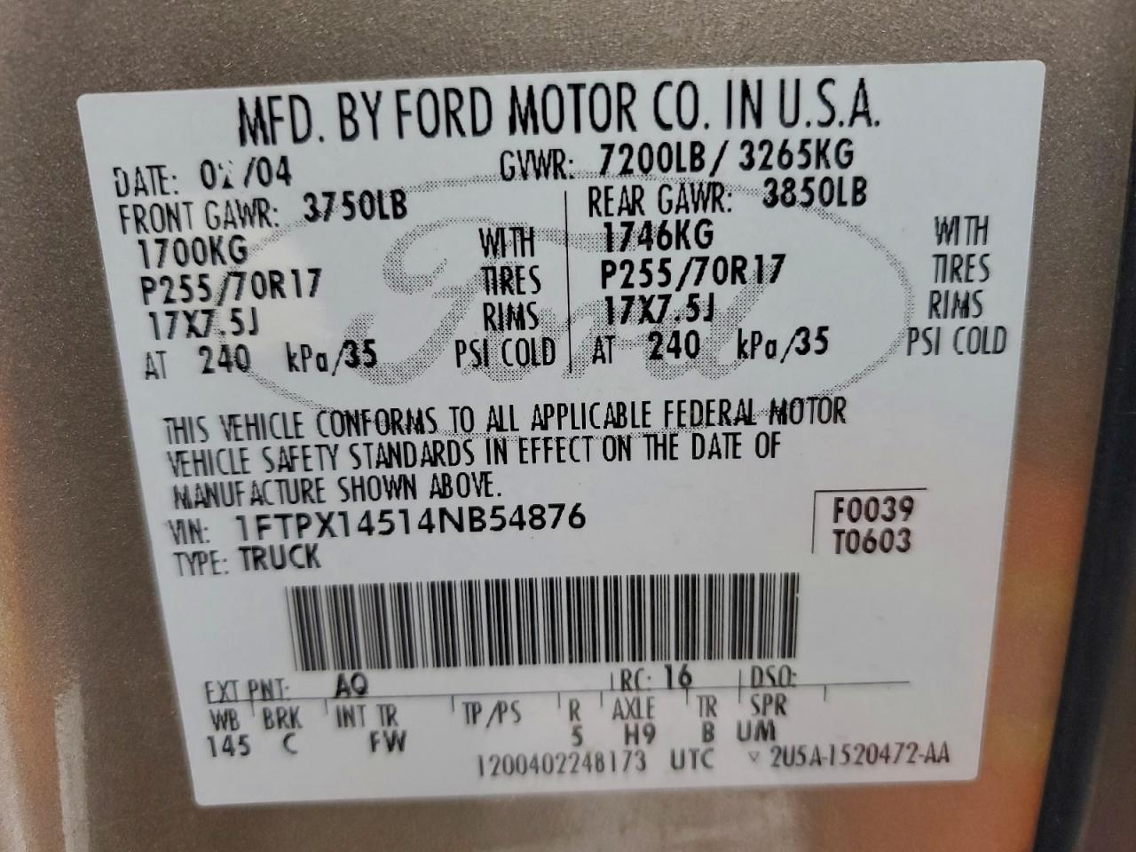 2004 FORD F150 photo 12