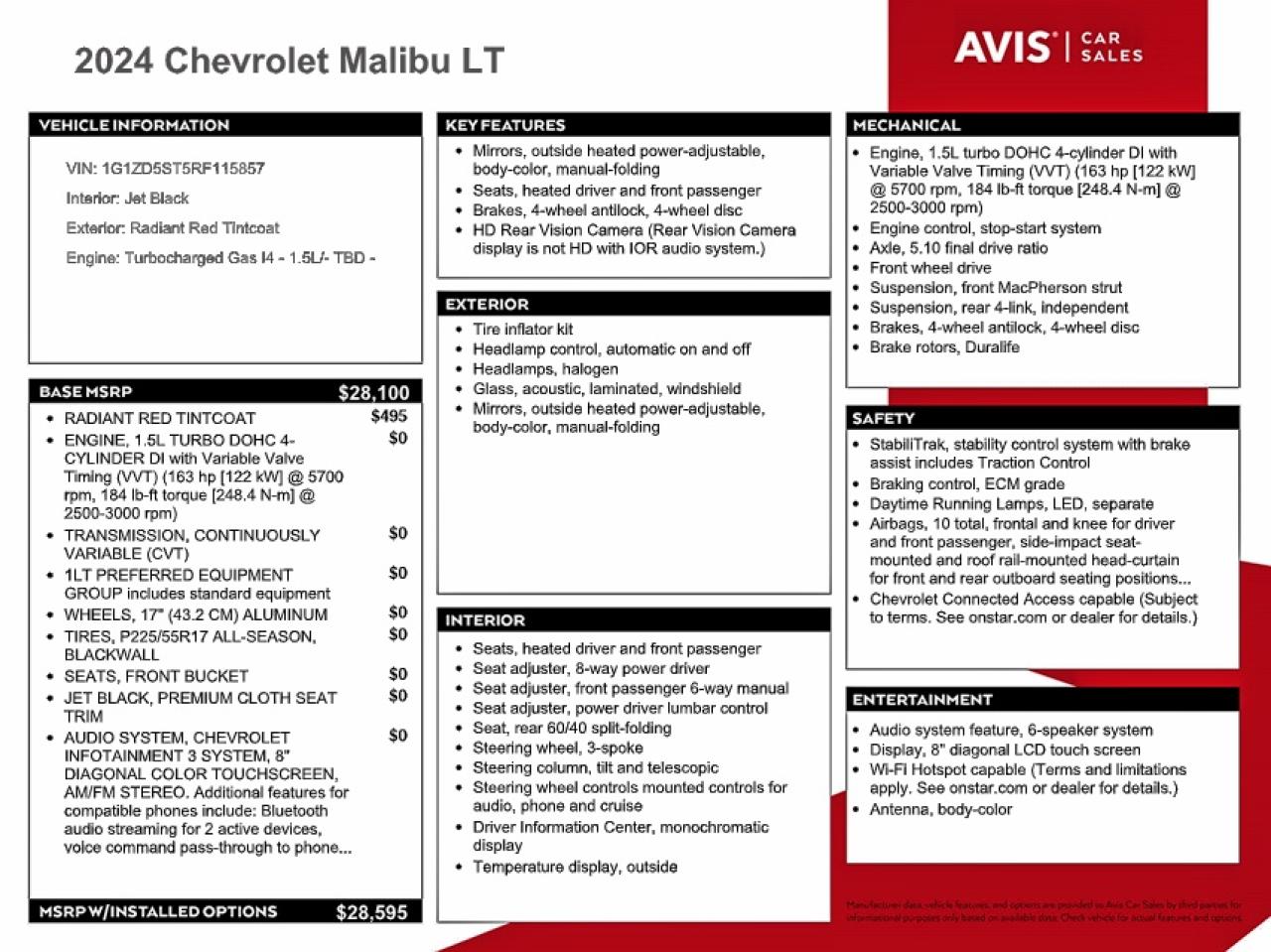 2024 CHEVROLET MALIBU LT photo 12