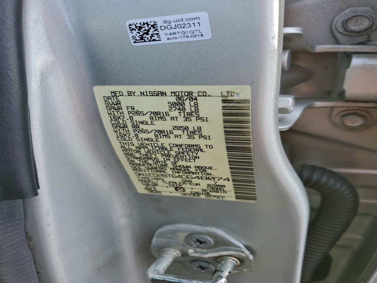 2004 NISSAN XTERRA XE photo 12