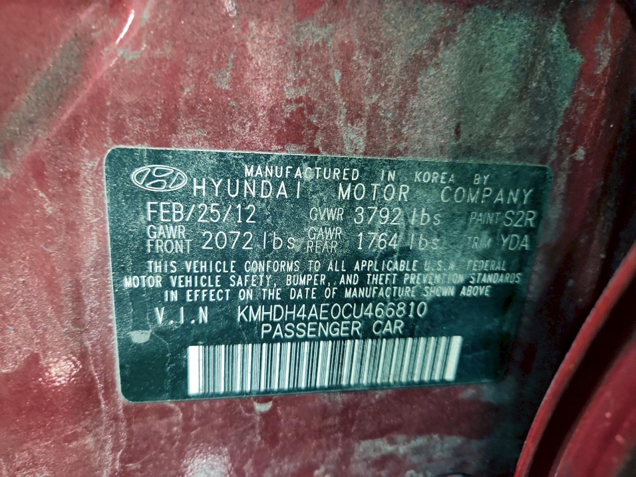 2012 HYUNDAI ELANTRA GLS photo 12