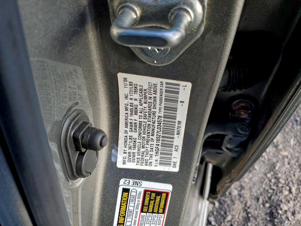 2007 HONDA CIVIC LX photo 12