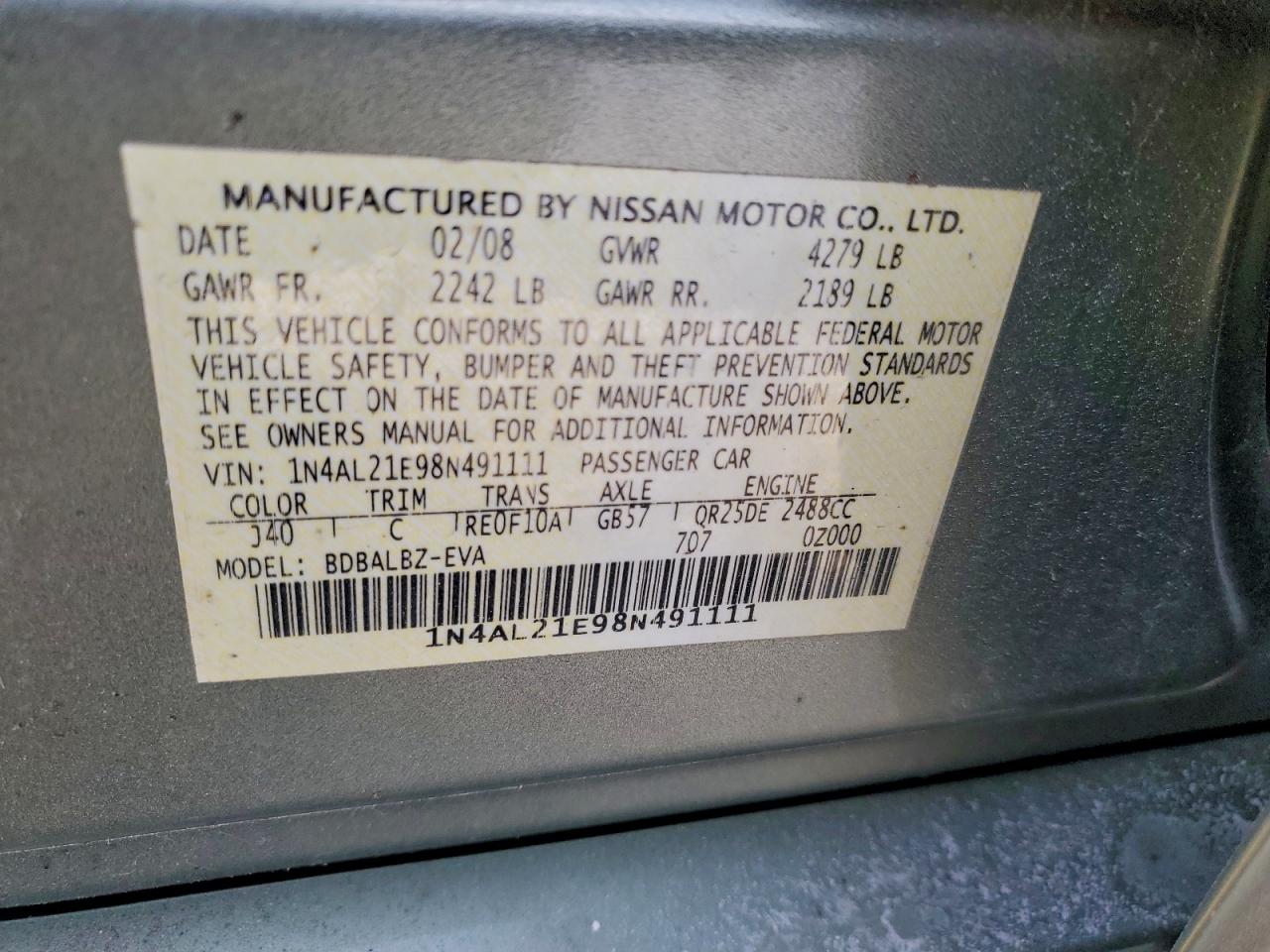 2008 NISSAN ALTIMA 2.5 photo 12