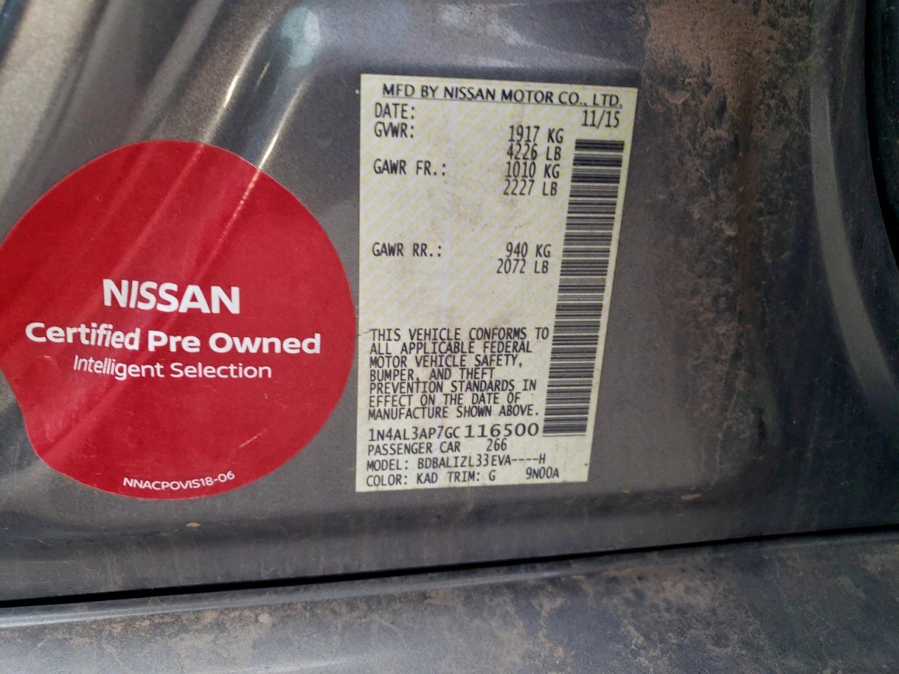 2016 NISSAN ALTIMA 2.5 photo 34