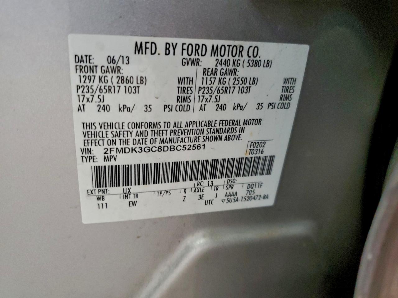 2013 FORD EDGE SE photo 13