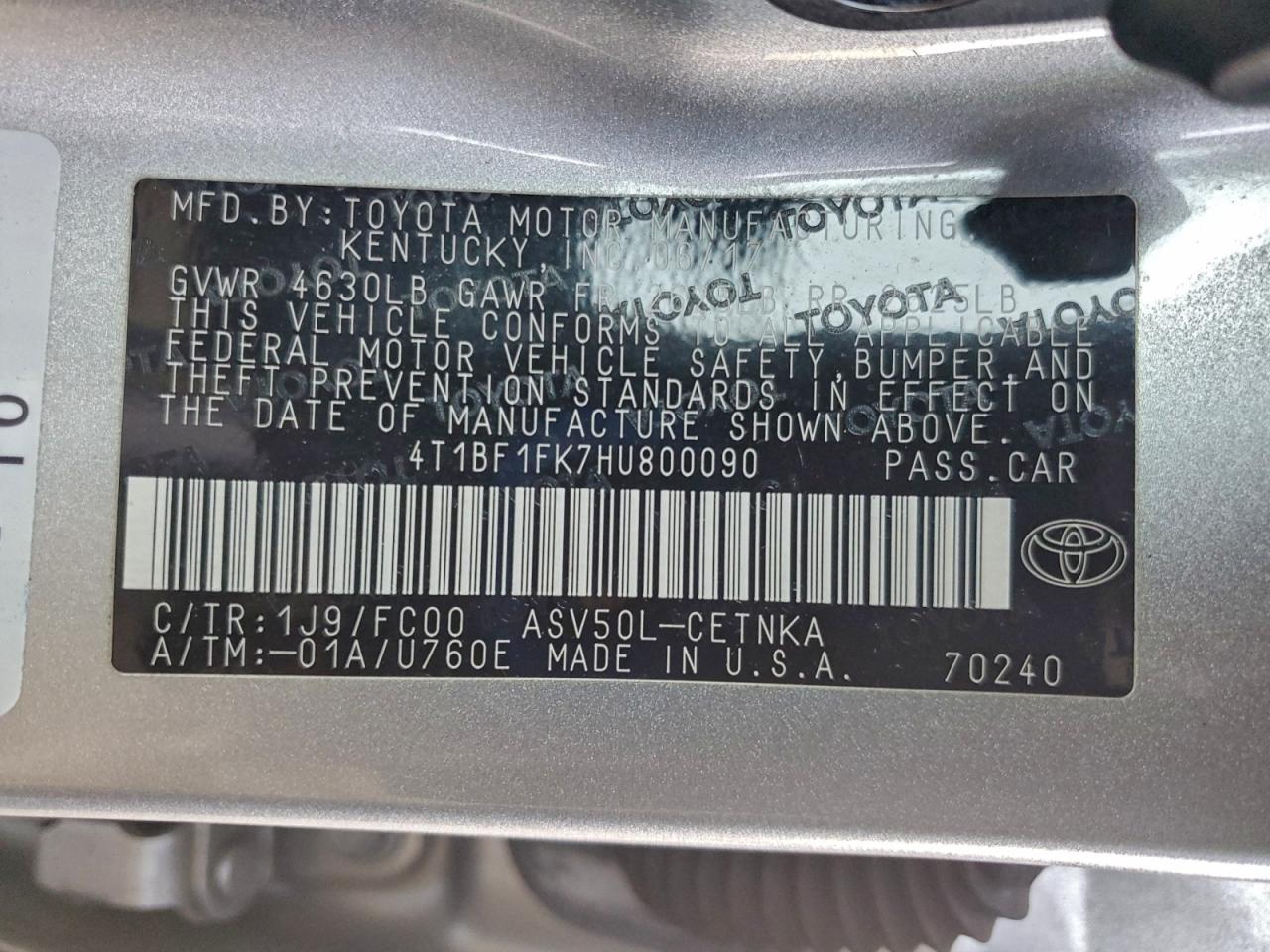 2017 TOYOTA CAMRY LE photo 12