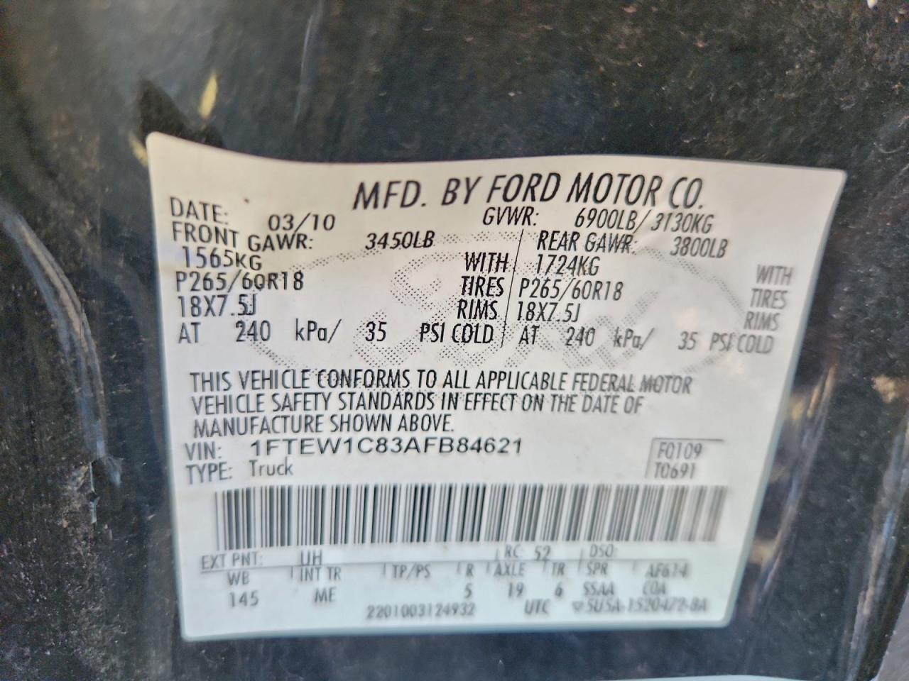 2010 FORD F150 SUPERCREW photo 13