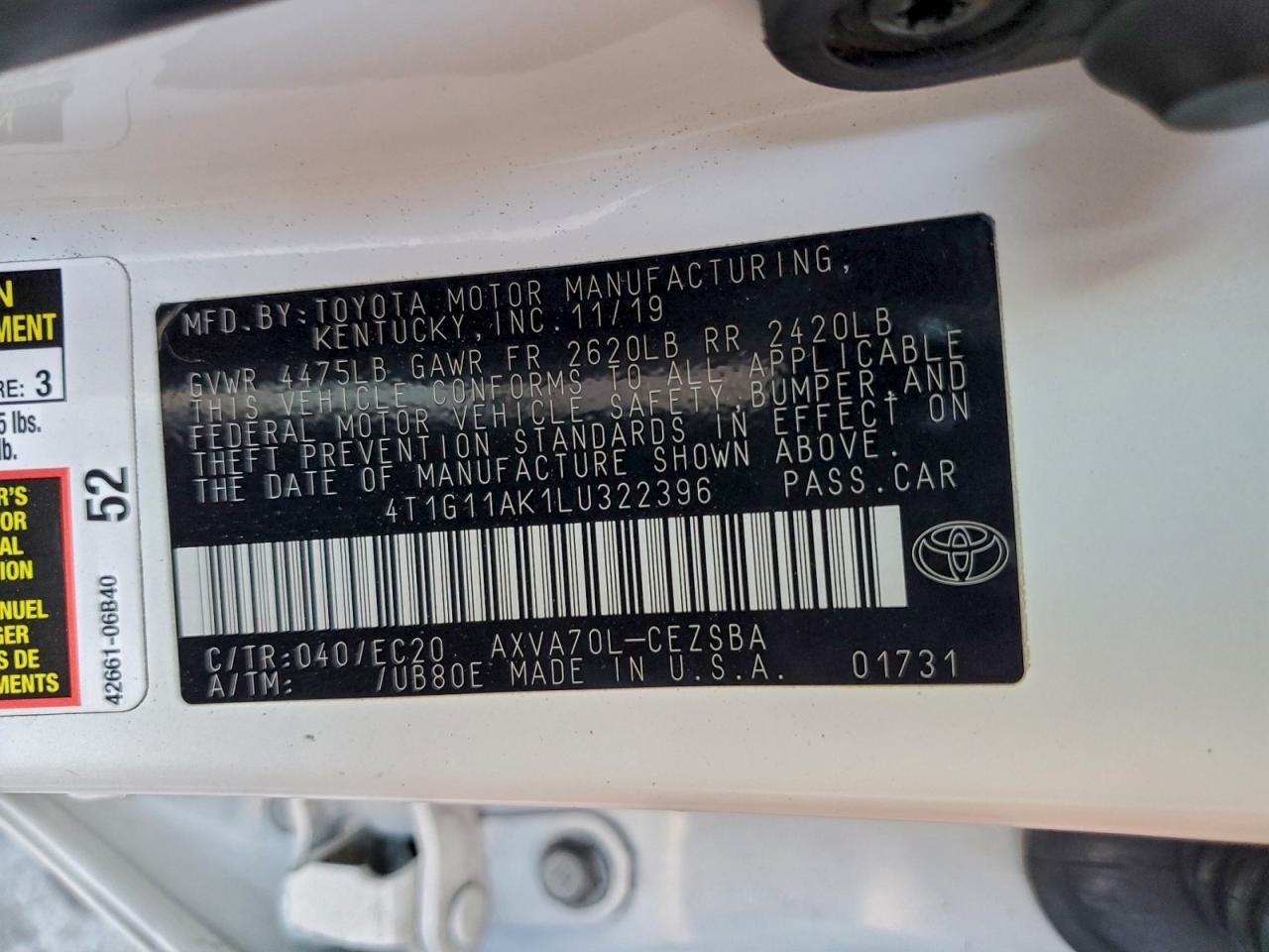 2020 TOYOTA CAMRY SE photo 34