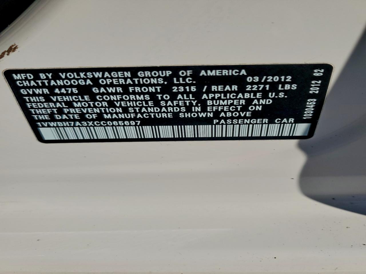2012 VOLKSWAGEN PASSAT SE photo 12