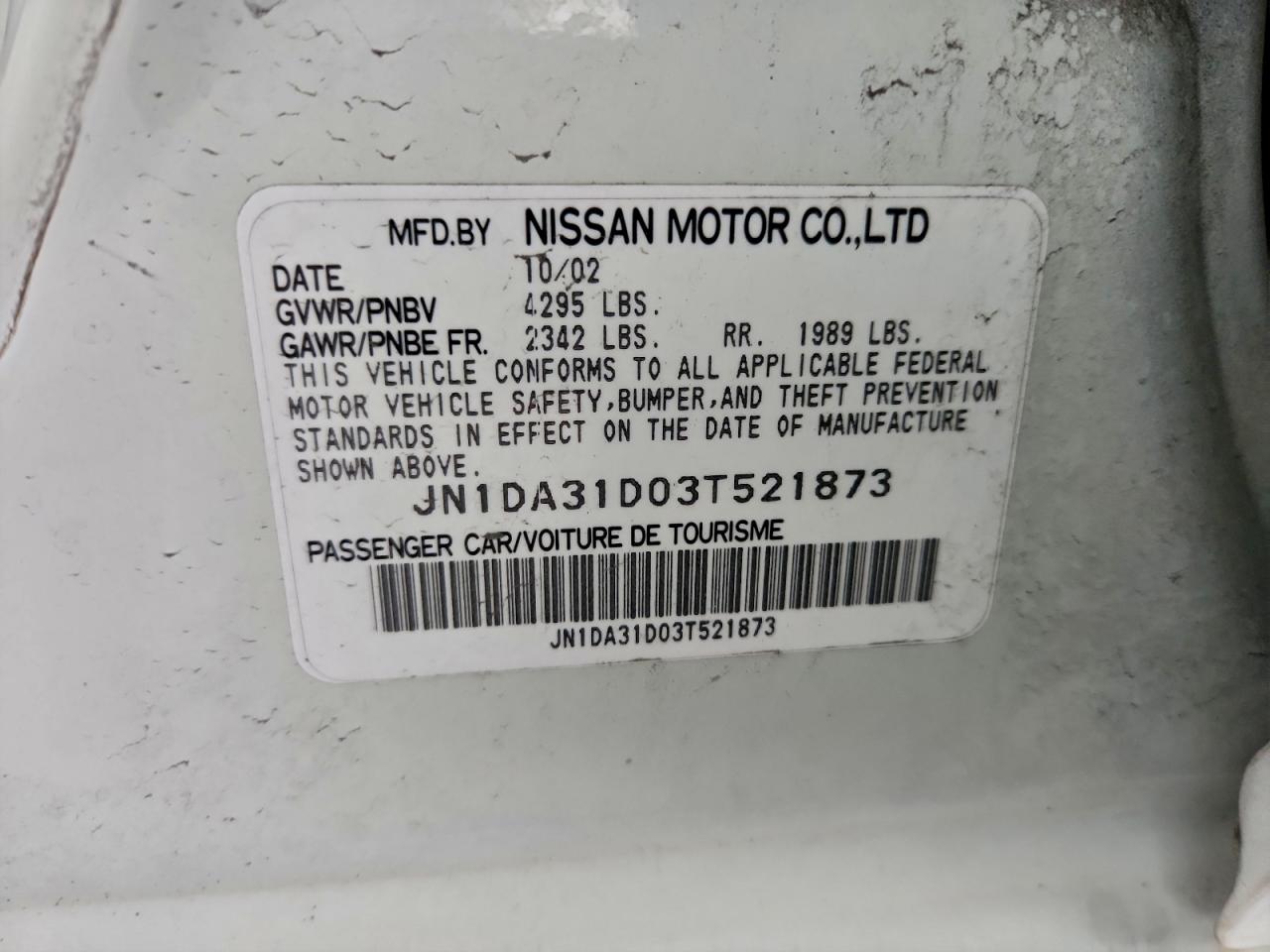 2003 NISSAN MAXIMA GLE photo 12