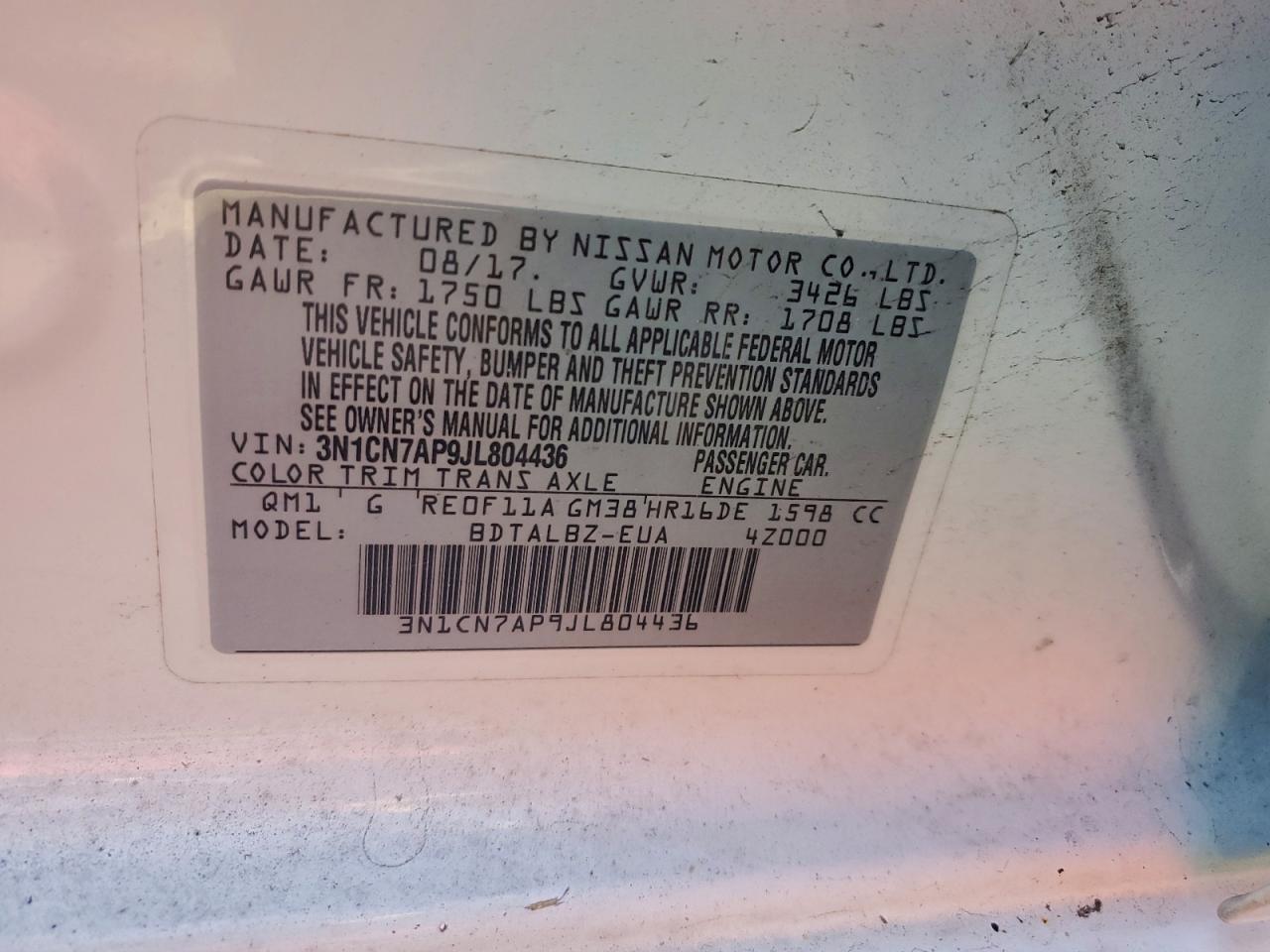2018 NISSAN VERSA S photo 34