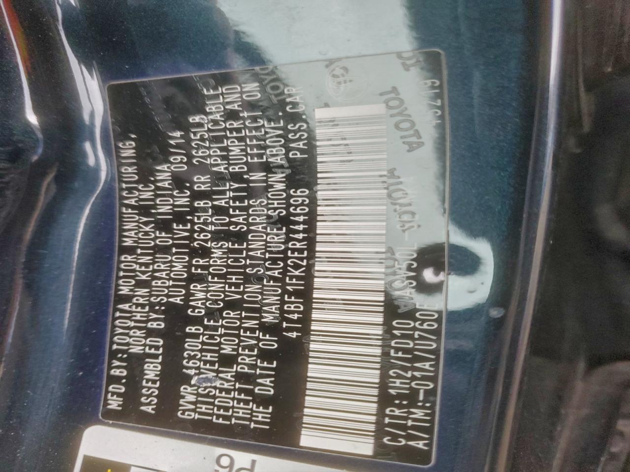 2014 TOYOTA CAMRY L photo 13