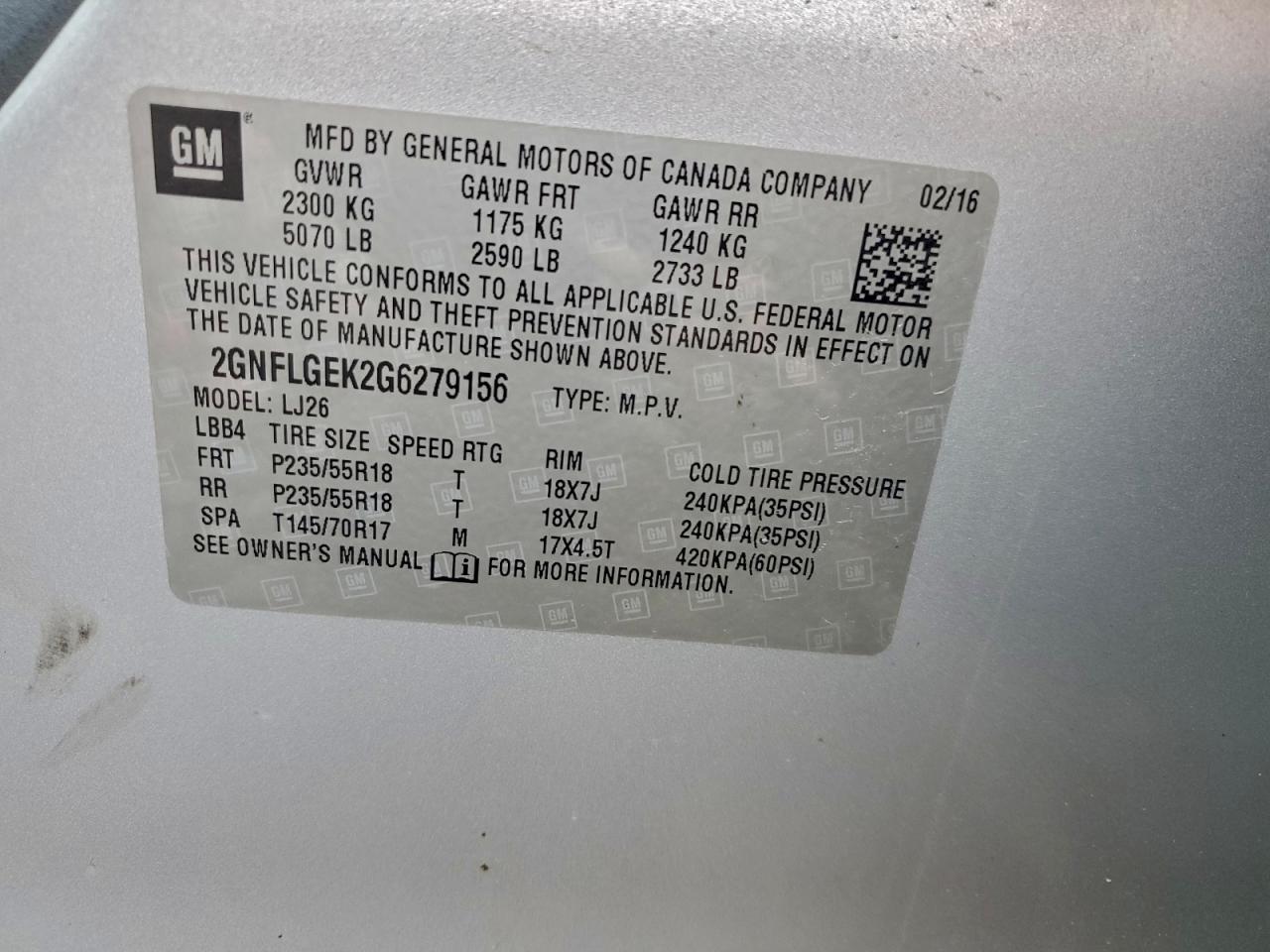 2016 CHEVROLET EQUINOX LTZ photo 13