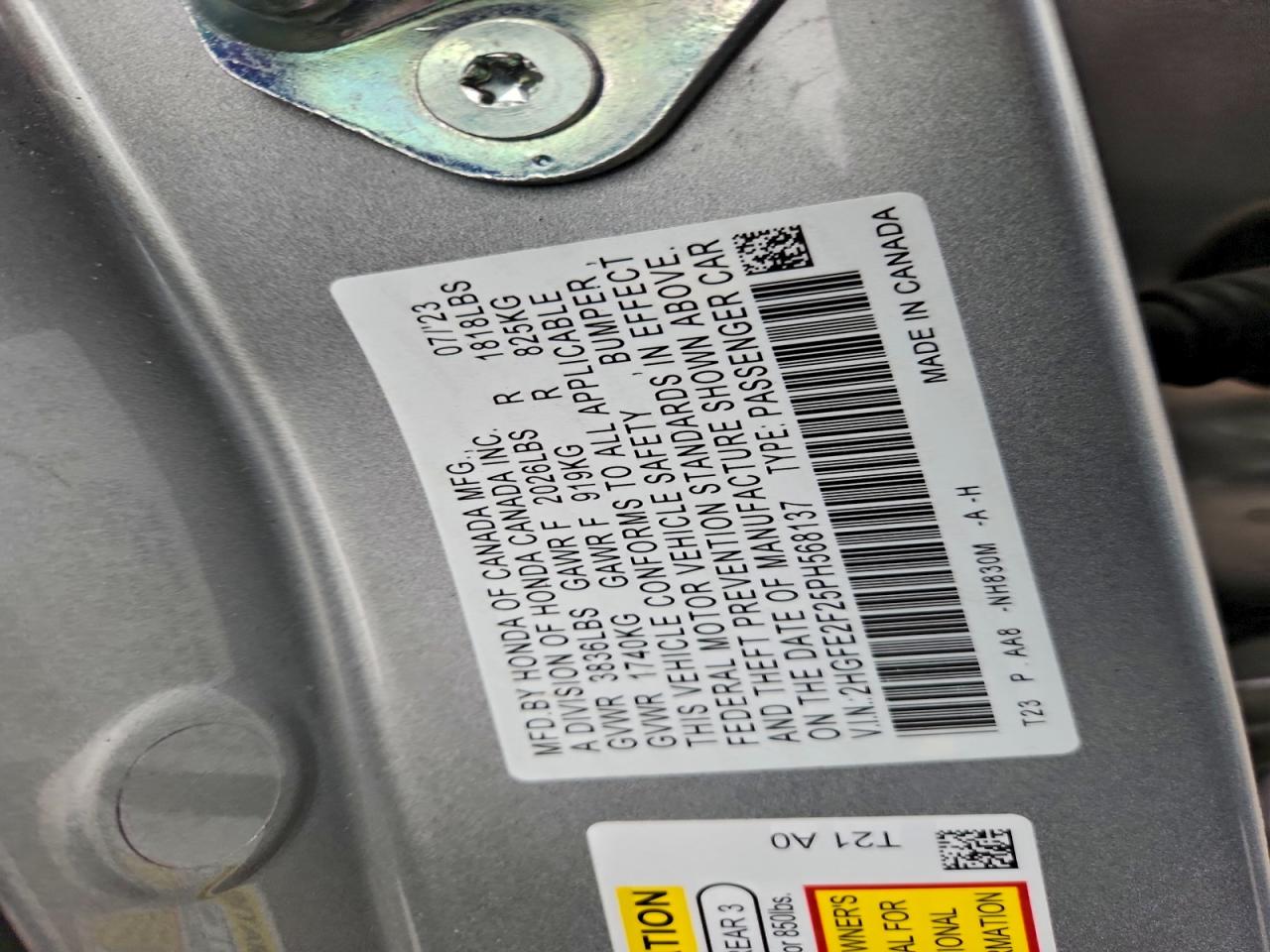 2023 HONDA CIVIC LX photo 12