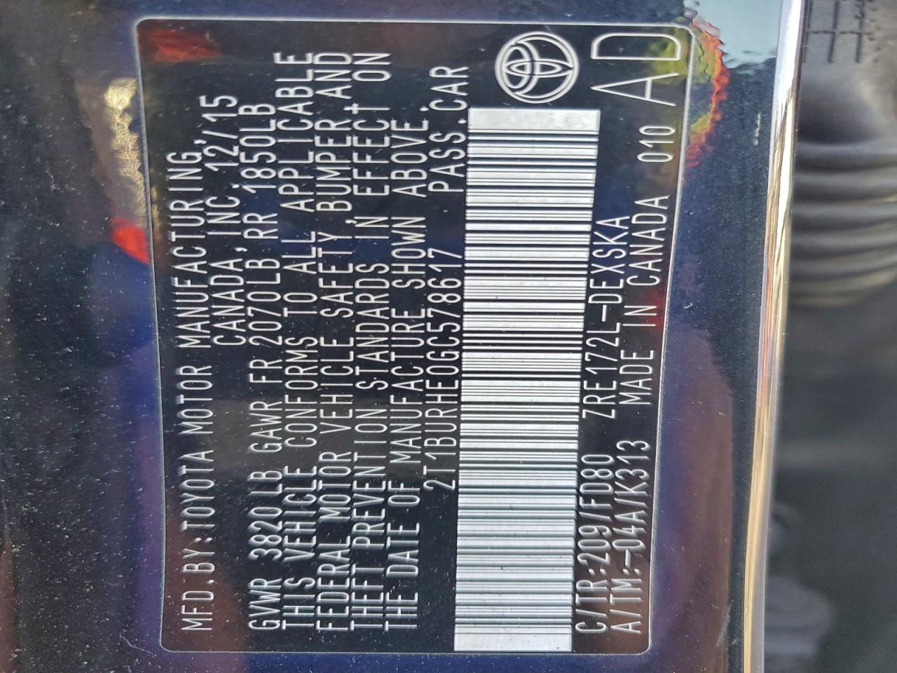 2016 TOYOTA COROLLA L photo 23