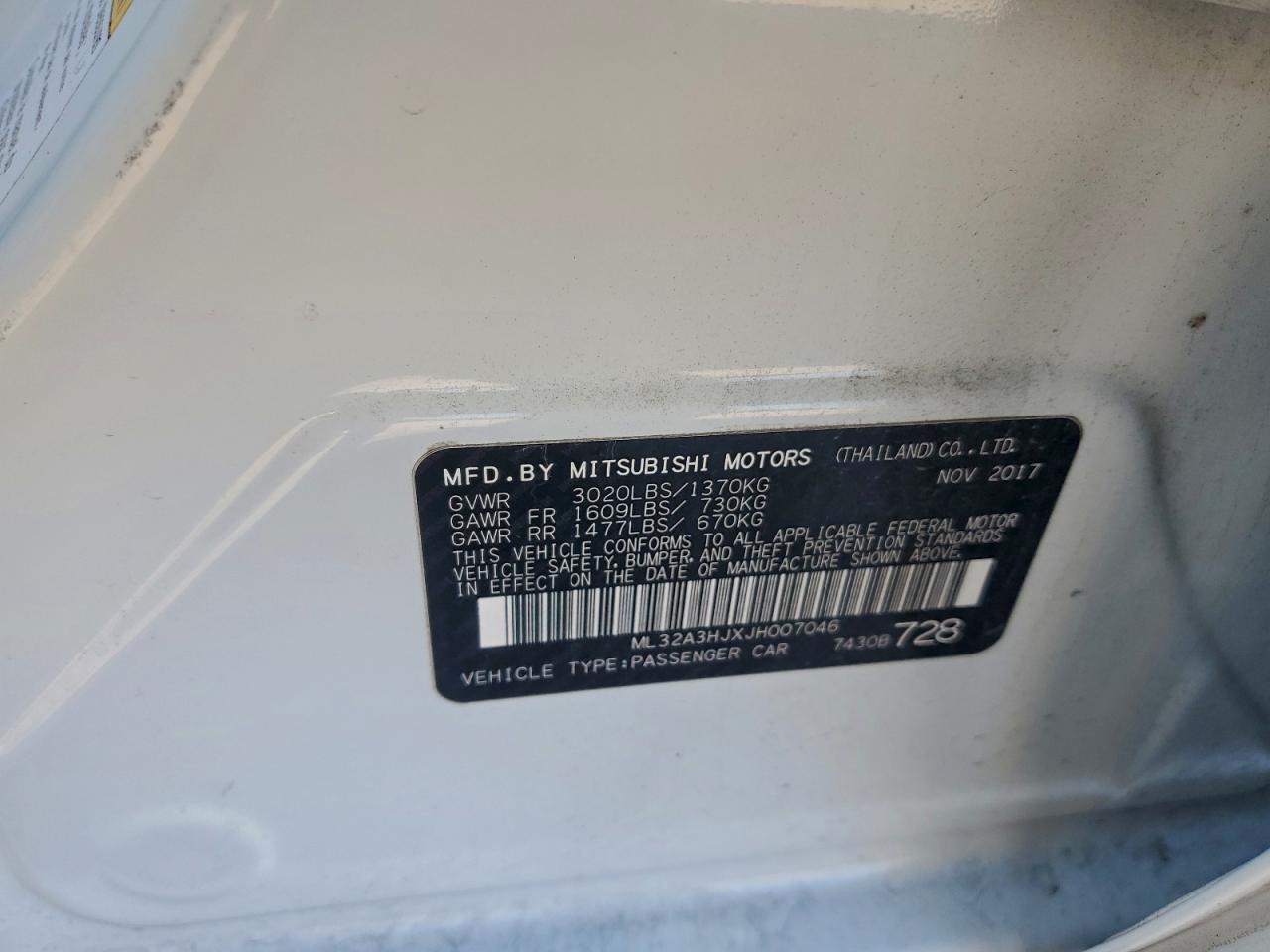 2018 MITSUBISHI MIRAGE ES photo 12