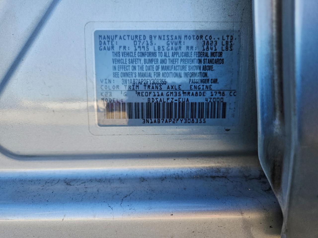 2015 NISSAN SENTRA S photo 12