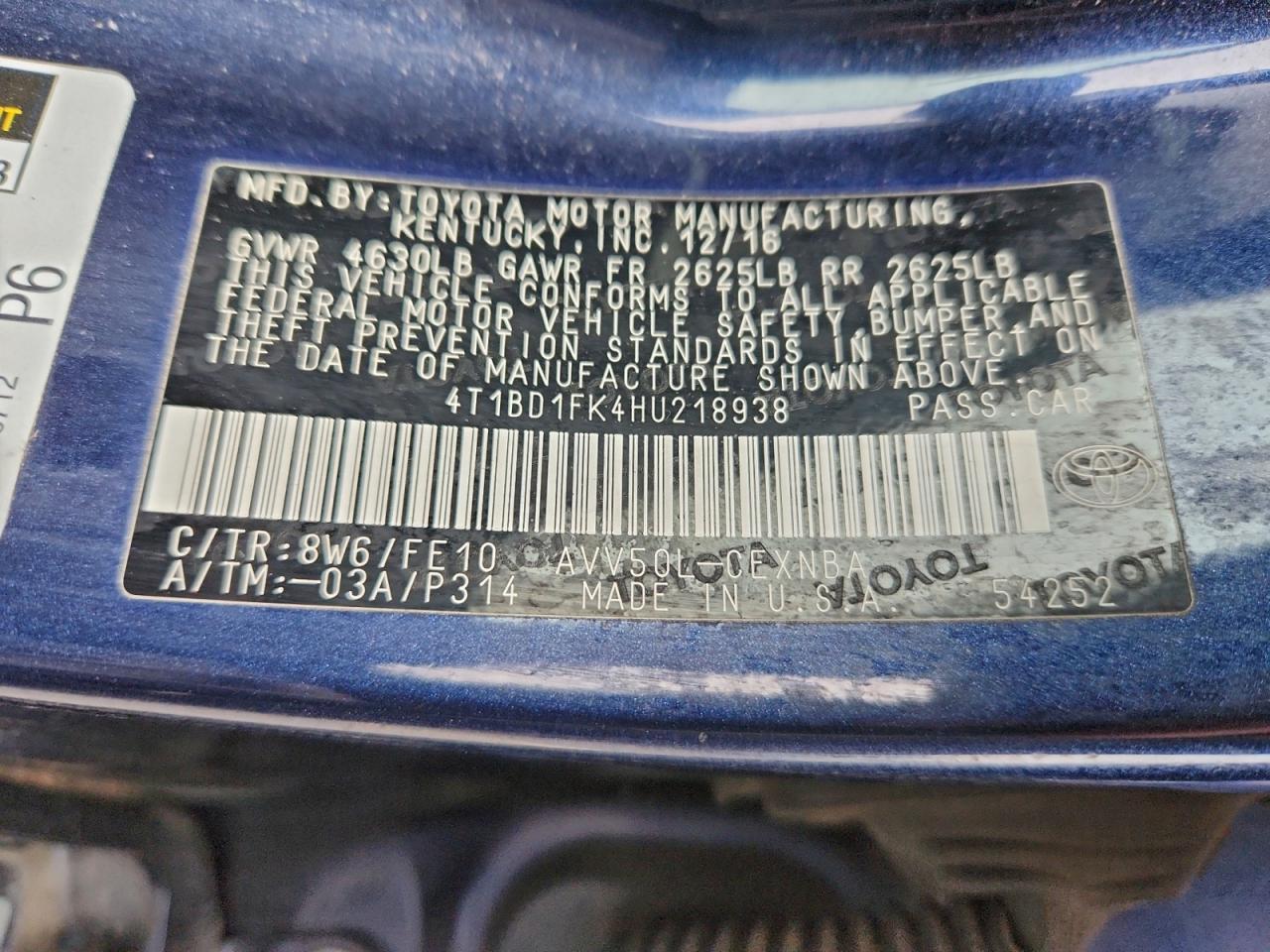 2017 TOYOTA CAMRY HYBRID photo 12