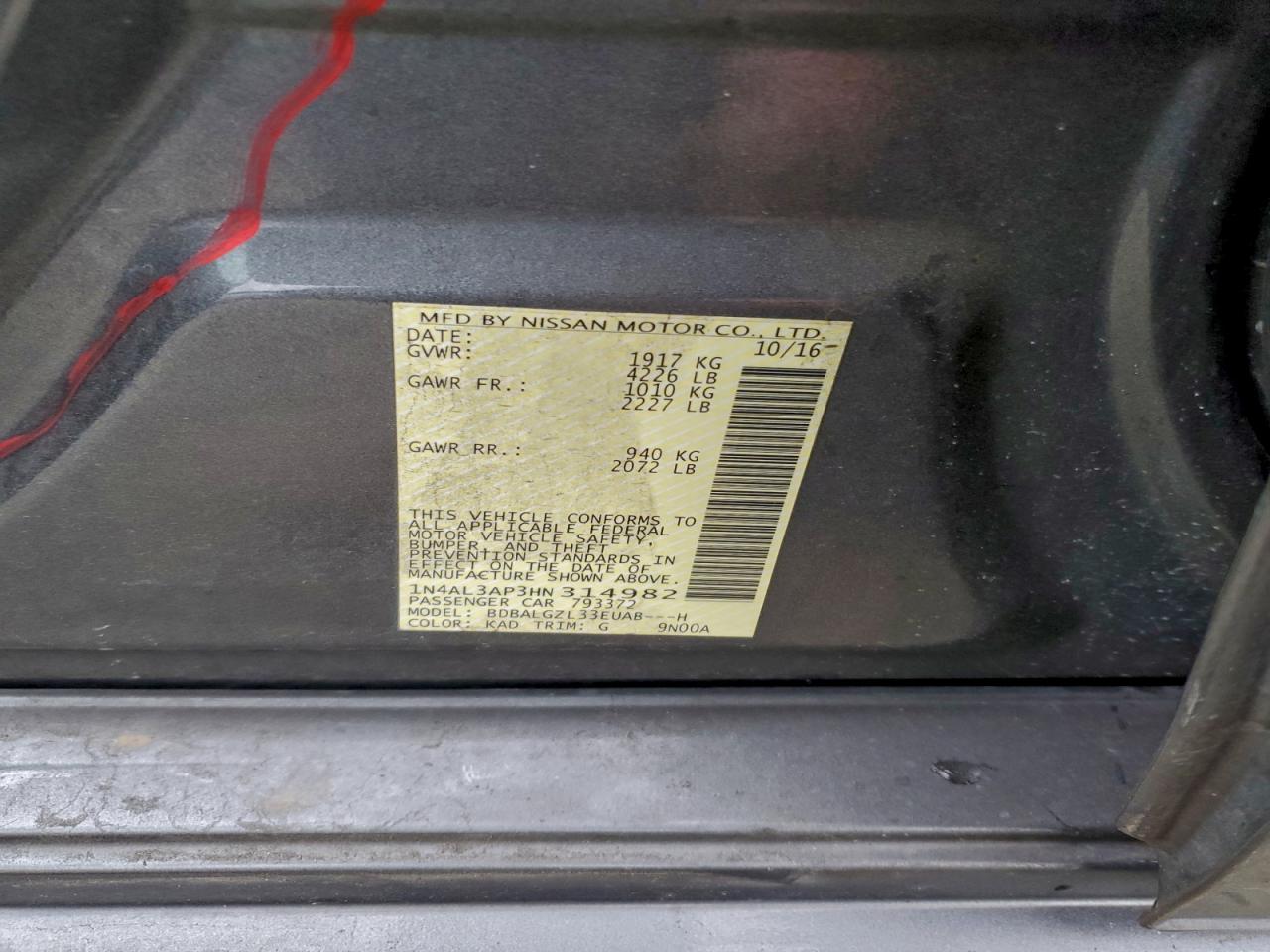 2017 NISSAN ALTIMA 2.5 photo 13