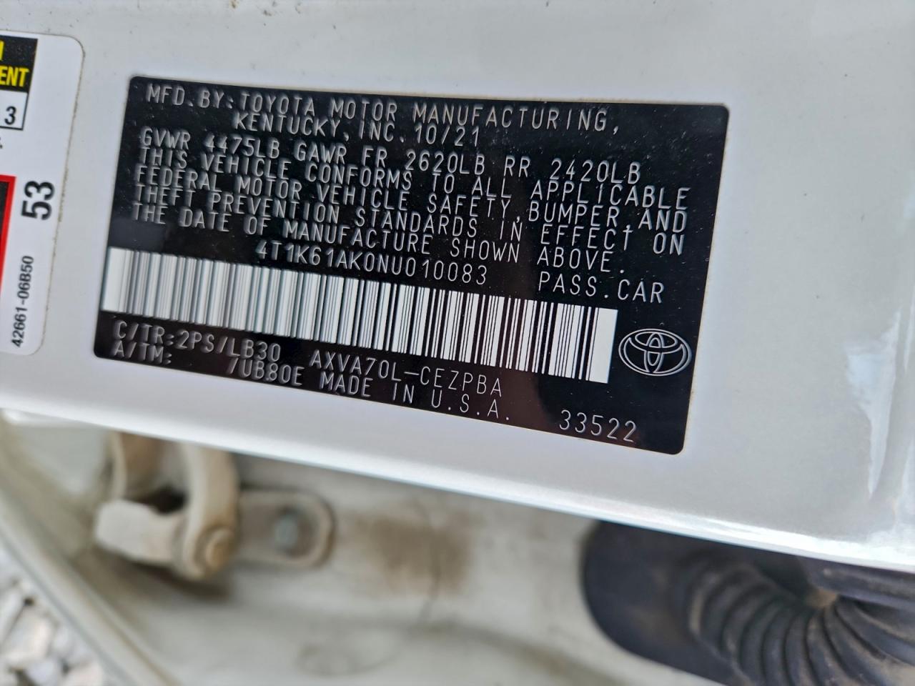 2022 TOYOTA CAMRY XSE photo 12