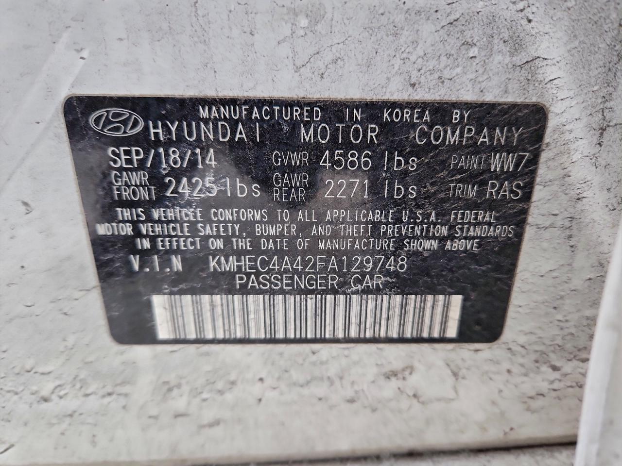 2015 HYUNDAI SONATA HYBRID photo 12