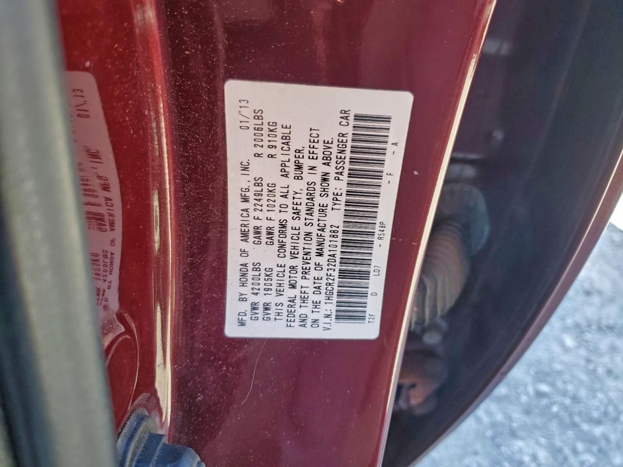 2013 HONDA ACCORD LX photo 13