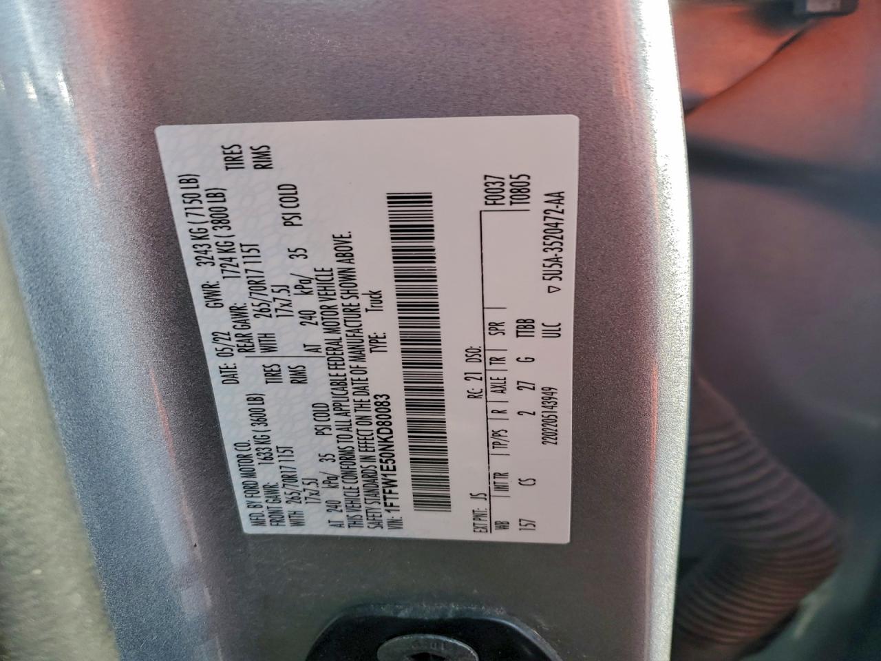 2022 FORD F150 SUPERCREW photo 12